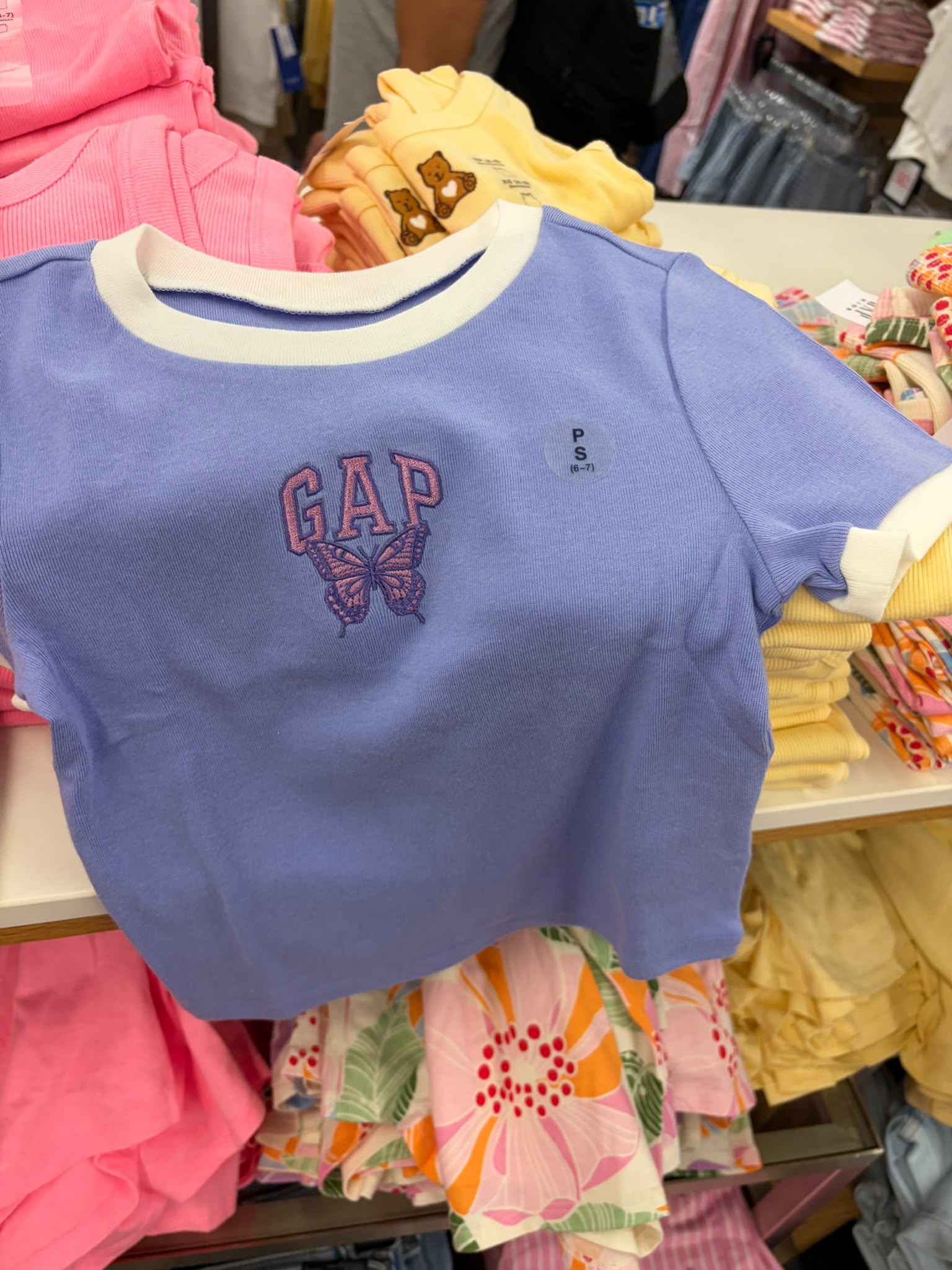 GapKids Girls' Ringer Graphic T-Shirt-Pale Periwinkle Purple