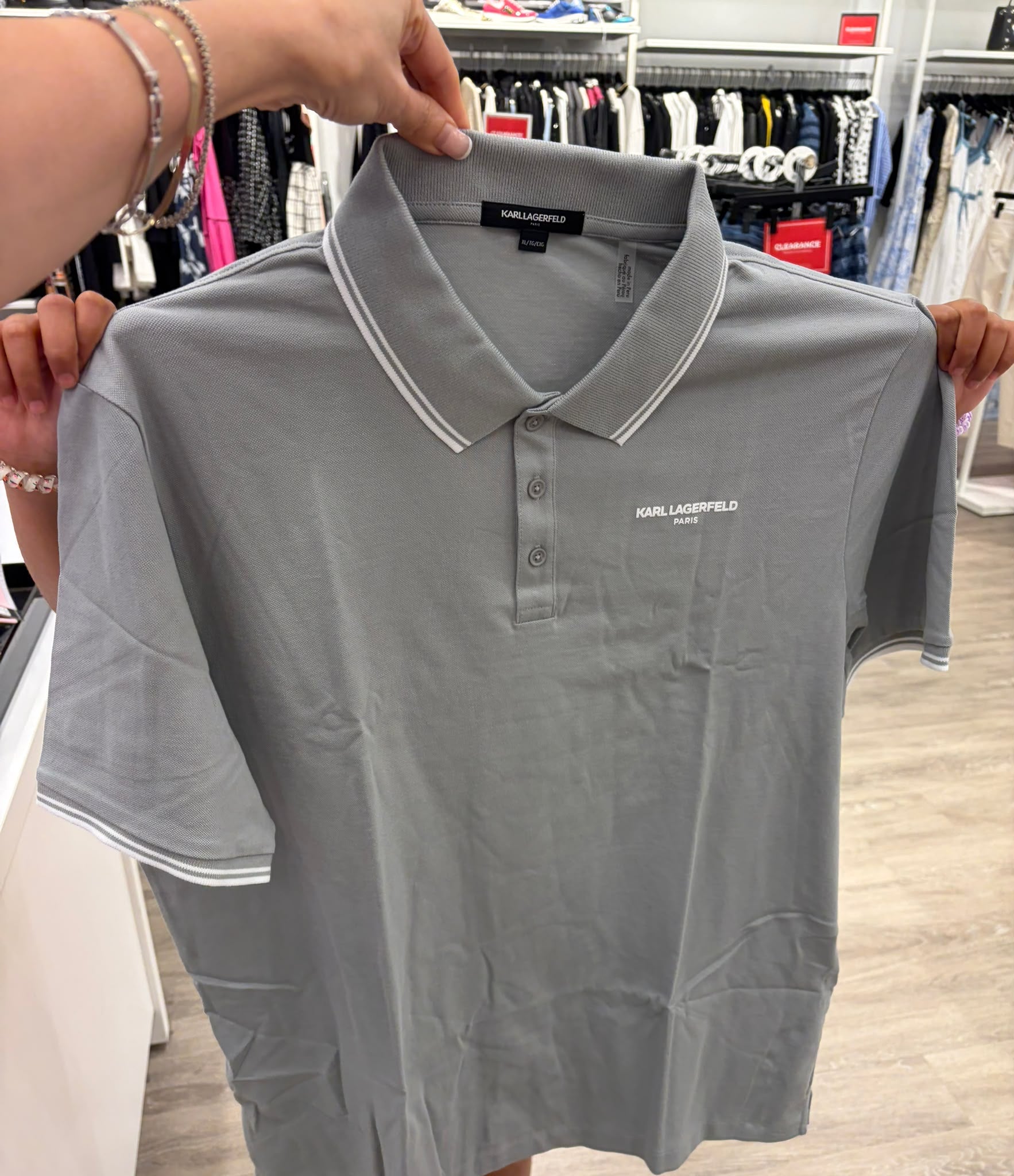 KARL LAGERFELD MEN'S CORE POLO WITH KL LOGO- Dark Gray