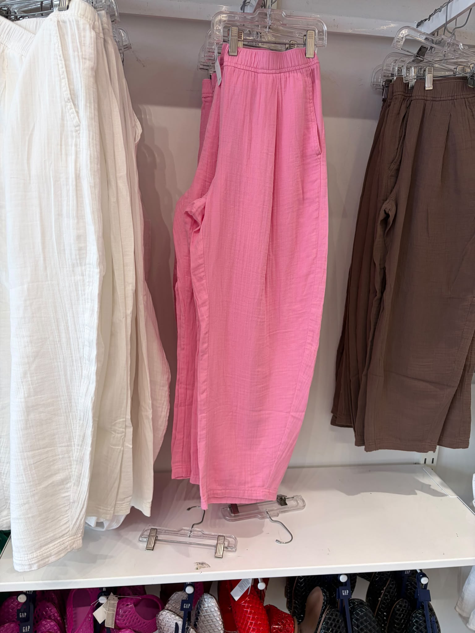 Gap Women's Cotton Gauze Easy Barrel Pants- Neon Pink Glow