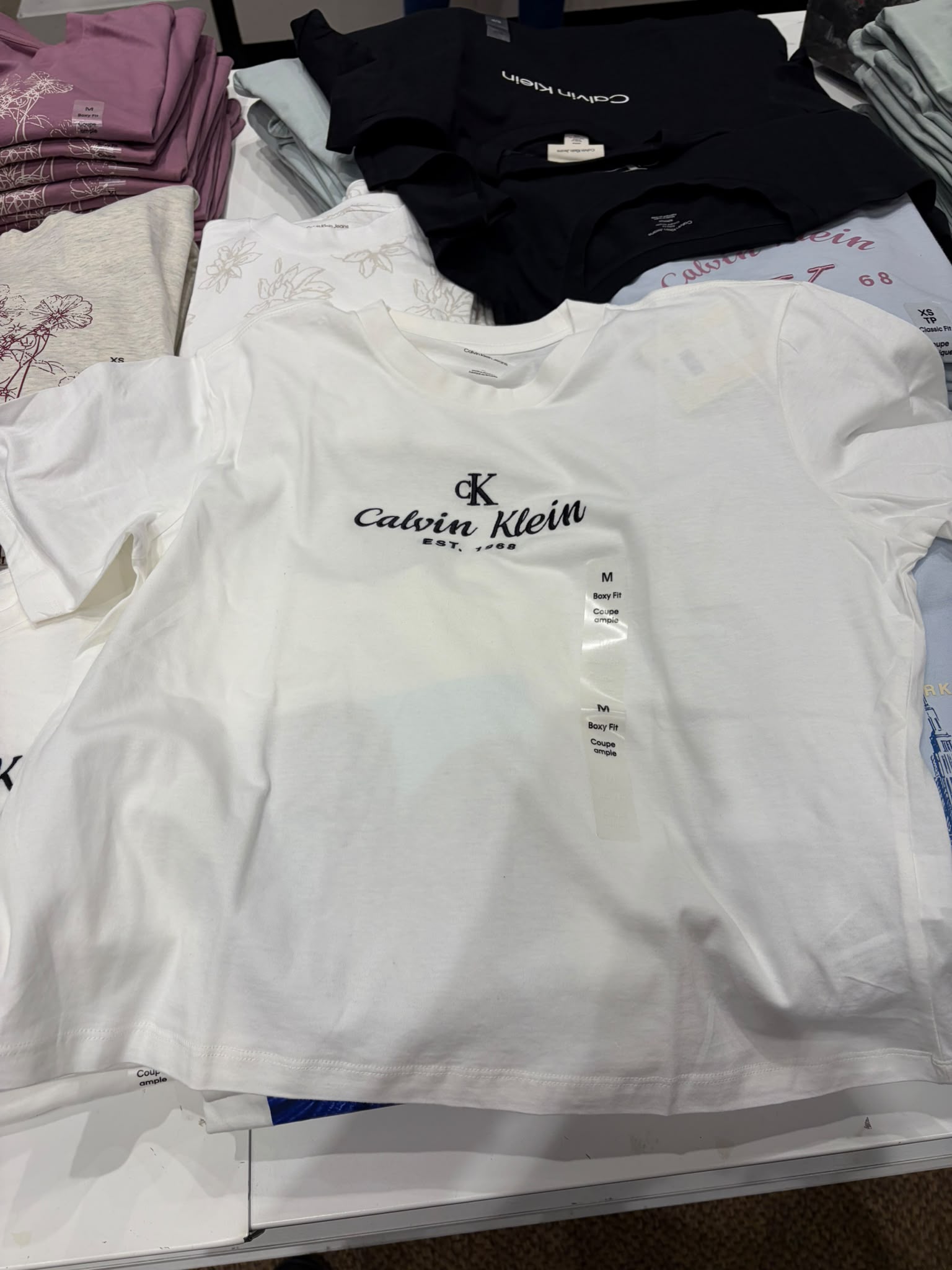 Calvin Klein Women's Embroidered Logo Boxy T-Shirt-White
