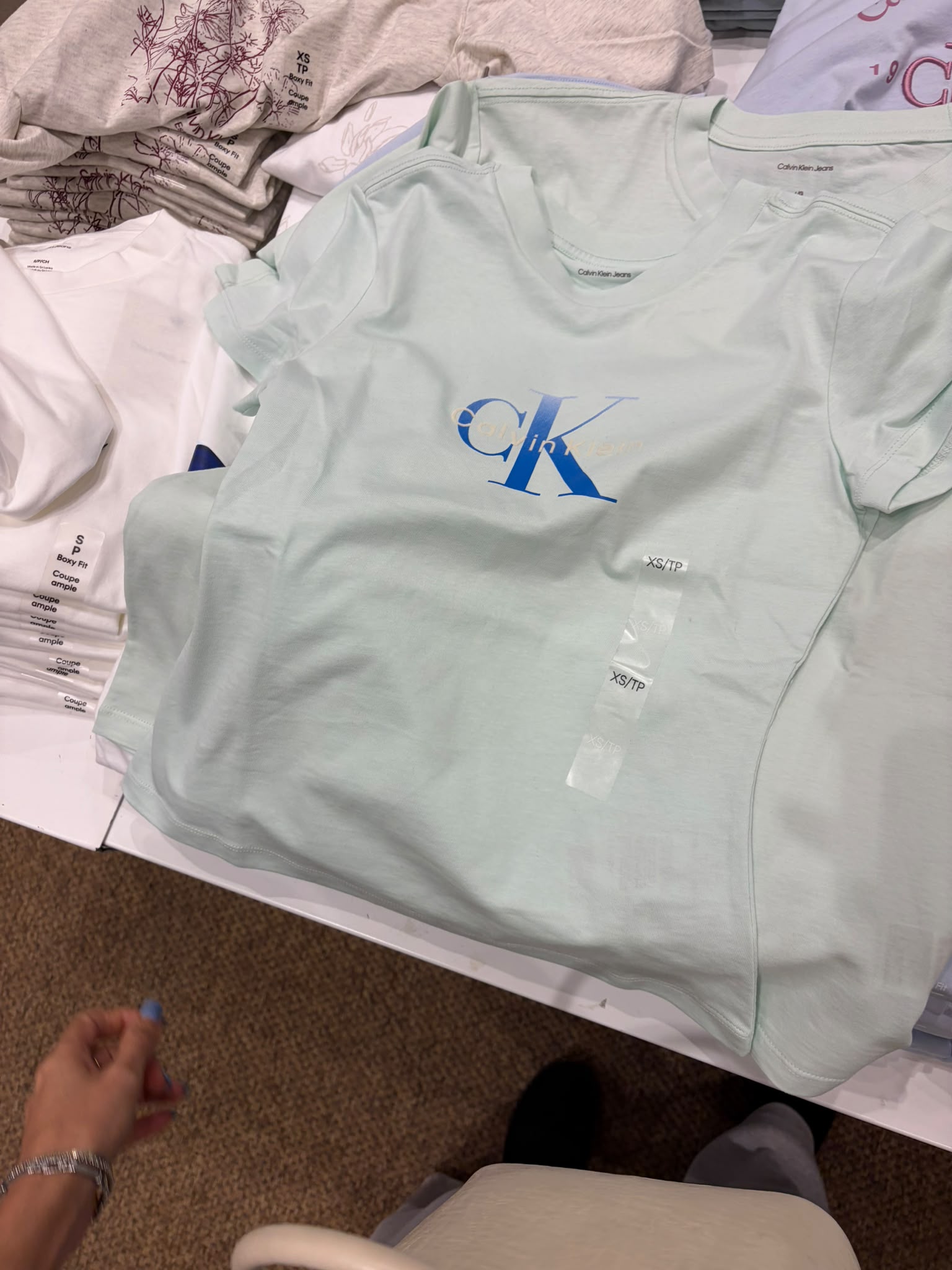Calvin Klein Women's Monogram Logo T-Shirt- Baby Blue