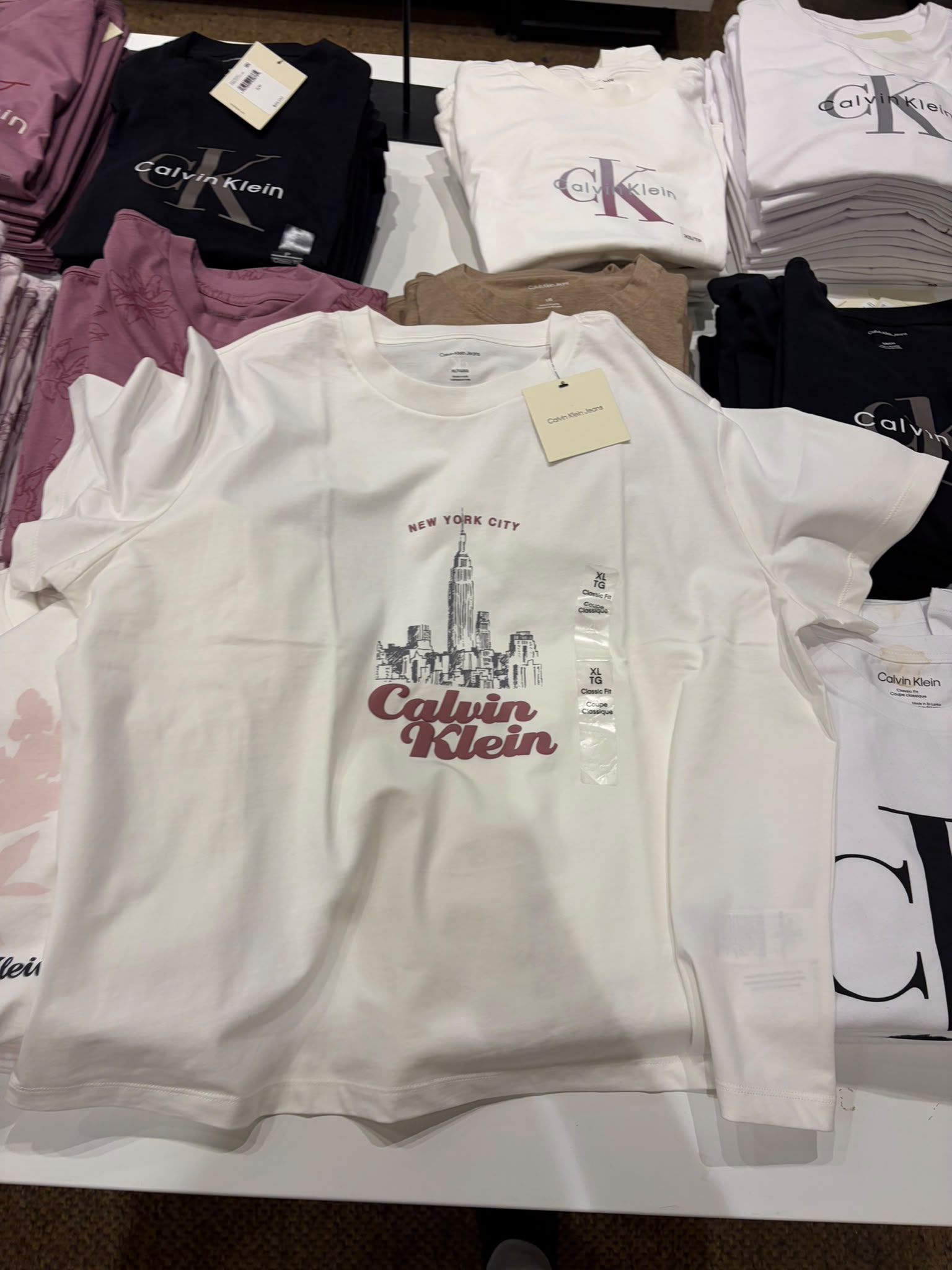 Calvin Klein Women's Classic NYC Skyline Logo Crewneck T-Shirt-White