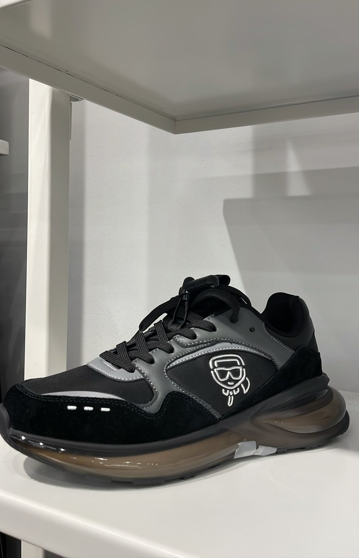 KARL LAGERFELD MIXED MEDIA RUNNER WITH KARL HEAD OUTLINE- Black