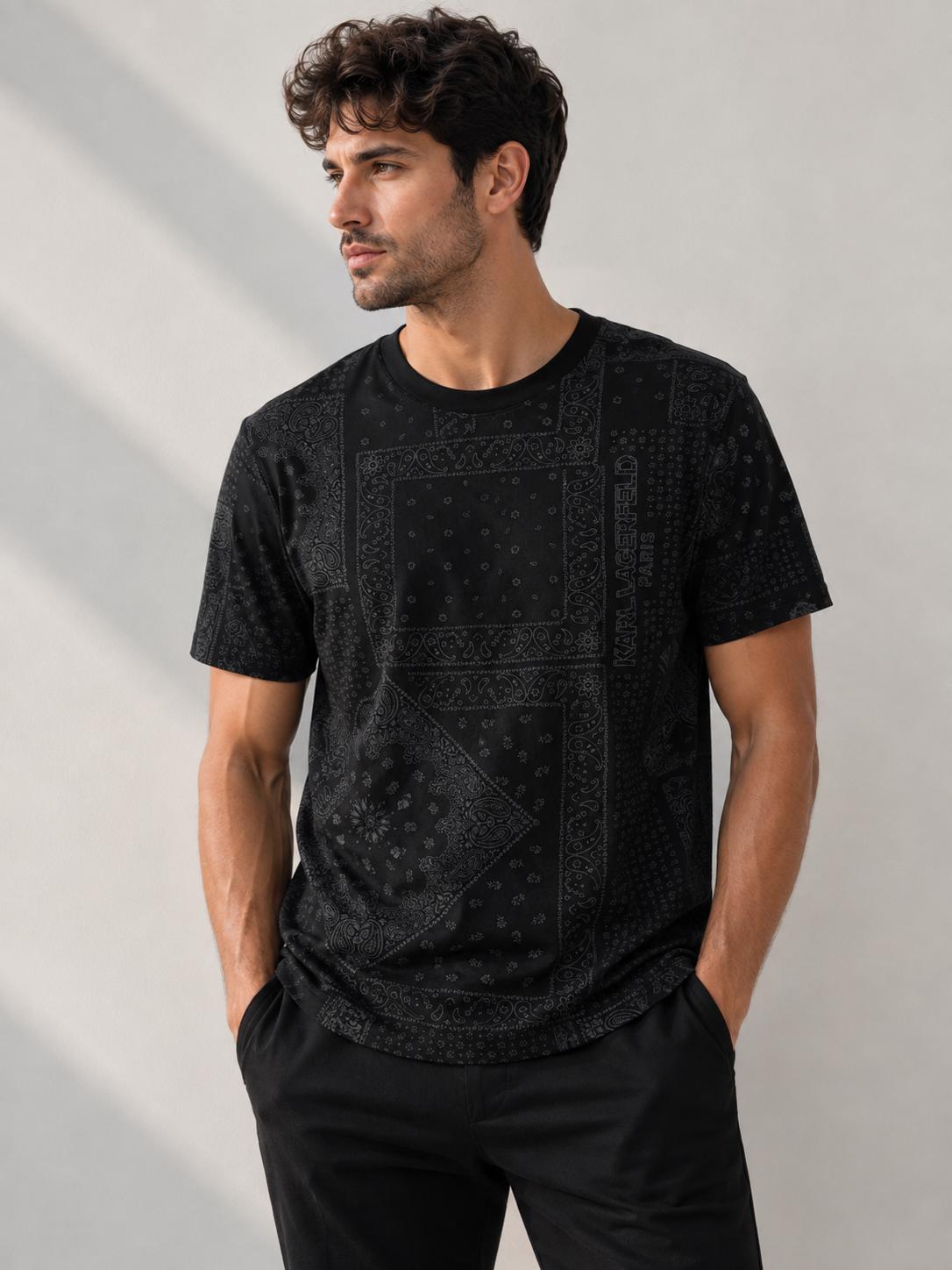 KARL BANDANA PRINT TEE-Black