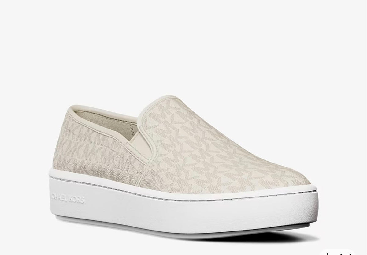 Michael Kors Outlet Teddi Signature Logo Slip-On Sneaker -Van/Cream