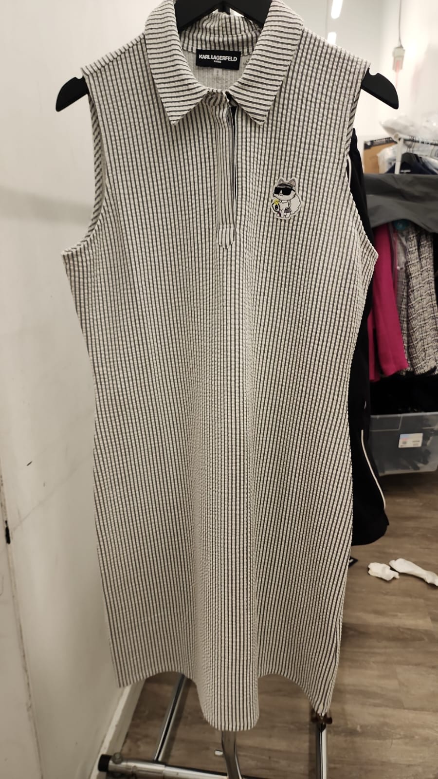 KARL WOMENS' SLEEVELESS SEERSUCKER POLO DRESS