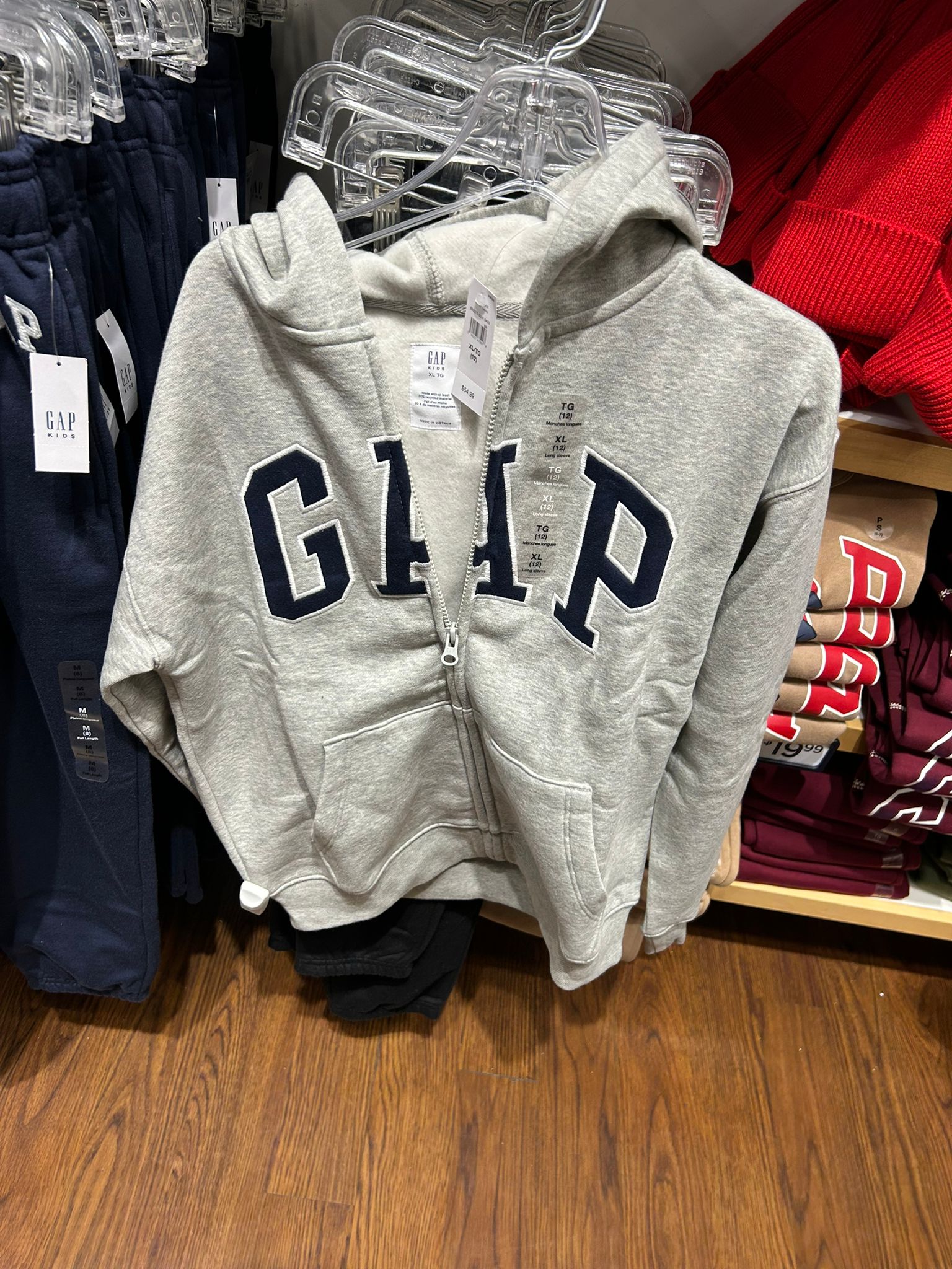 GapBoys Relaxed Gap Logo Zip Hoodie Gray And White Marl