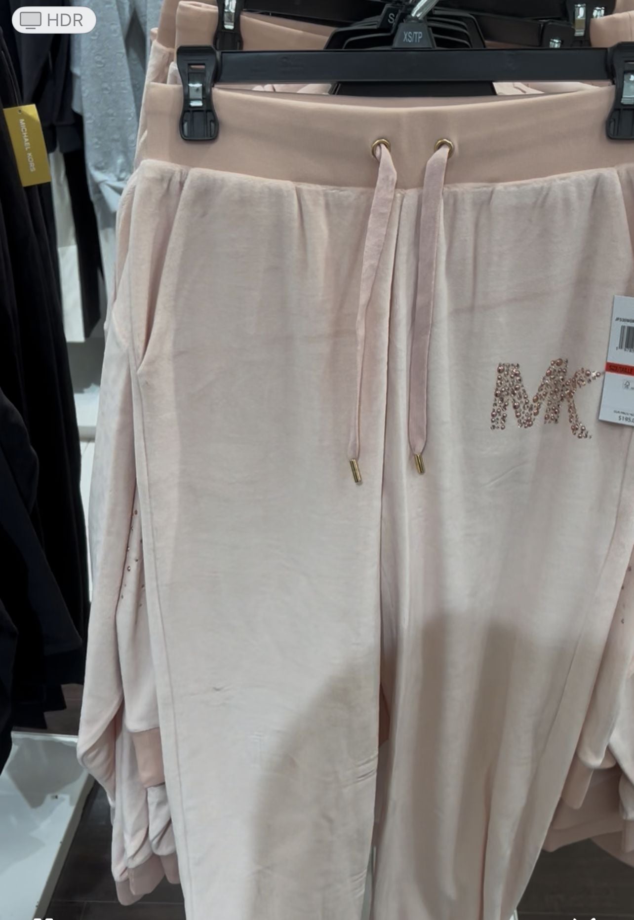 Michael Kors Womens' Embellished Logo Velour Joggers BONE