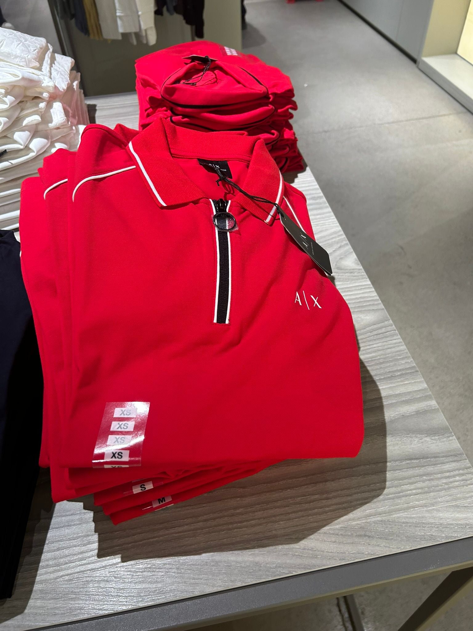 A|X Armani Exchange Men's Zipper Logo Polo T-Shirt.-Red