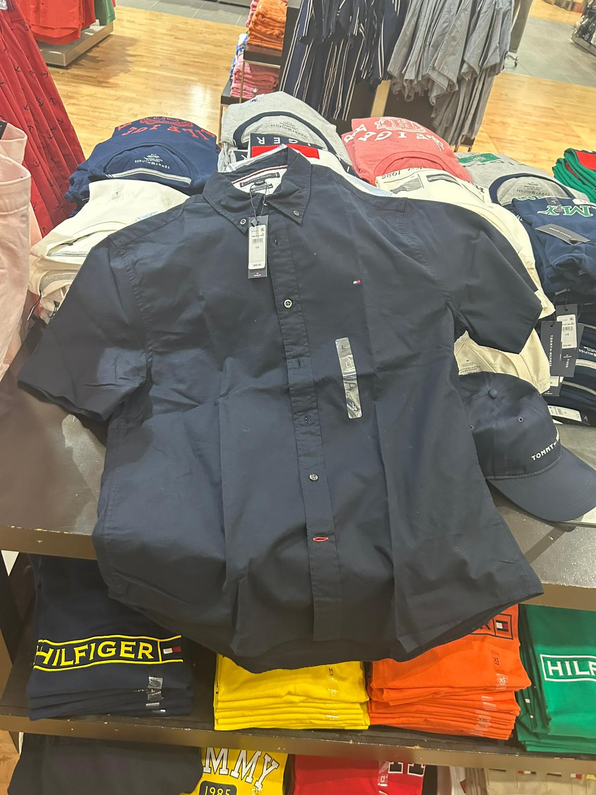 Regular Fit Short-Sleeve Oxford Shirt-Navy