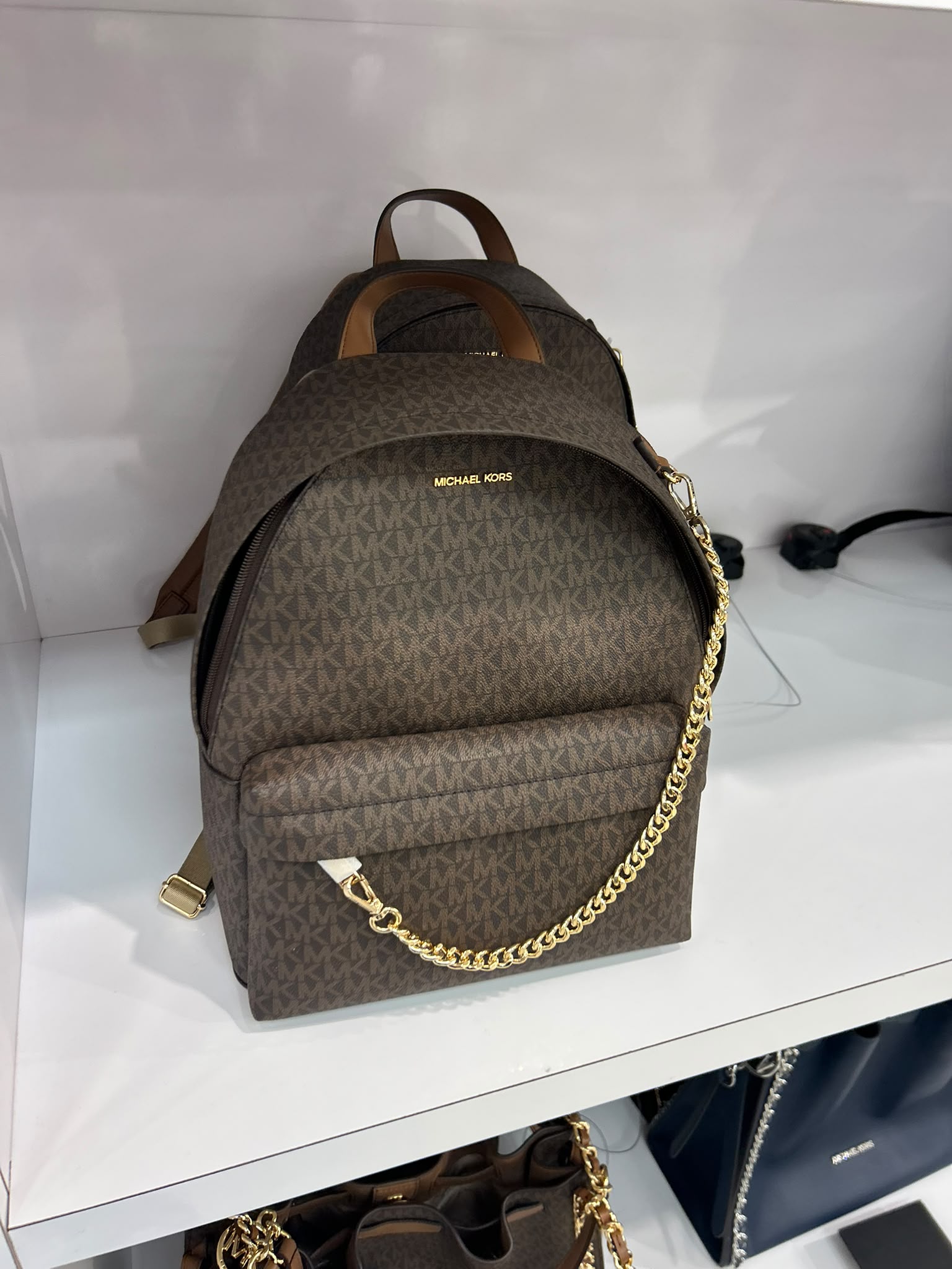 Michael Kors Women's Slater Medium Signature Logo Backpack-Brown