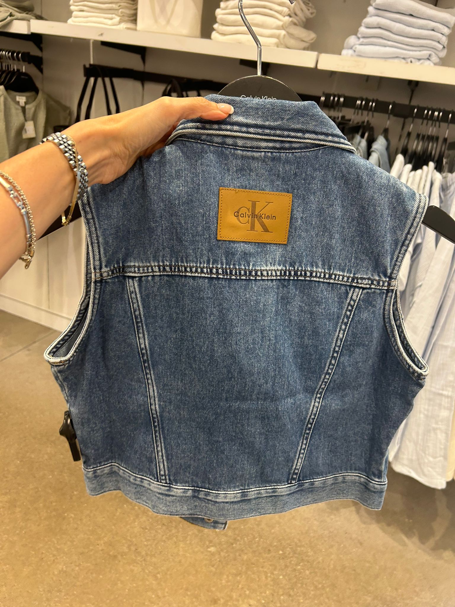 Calvin Klein Women's Denim Sleeveless Vest-Blue July