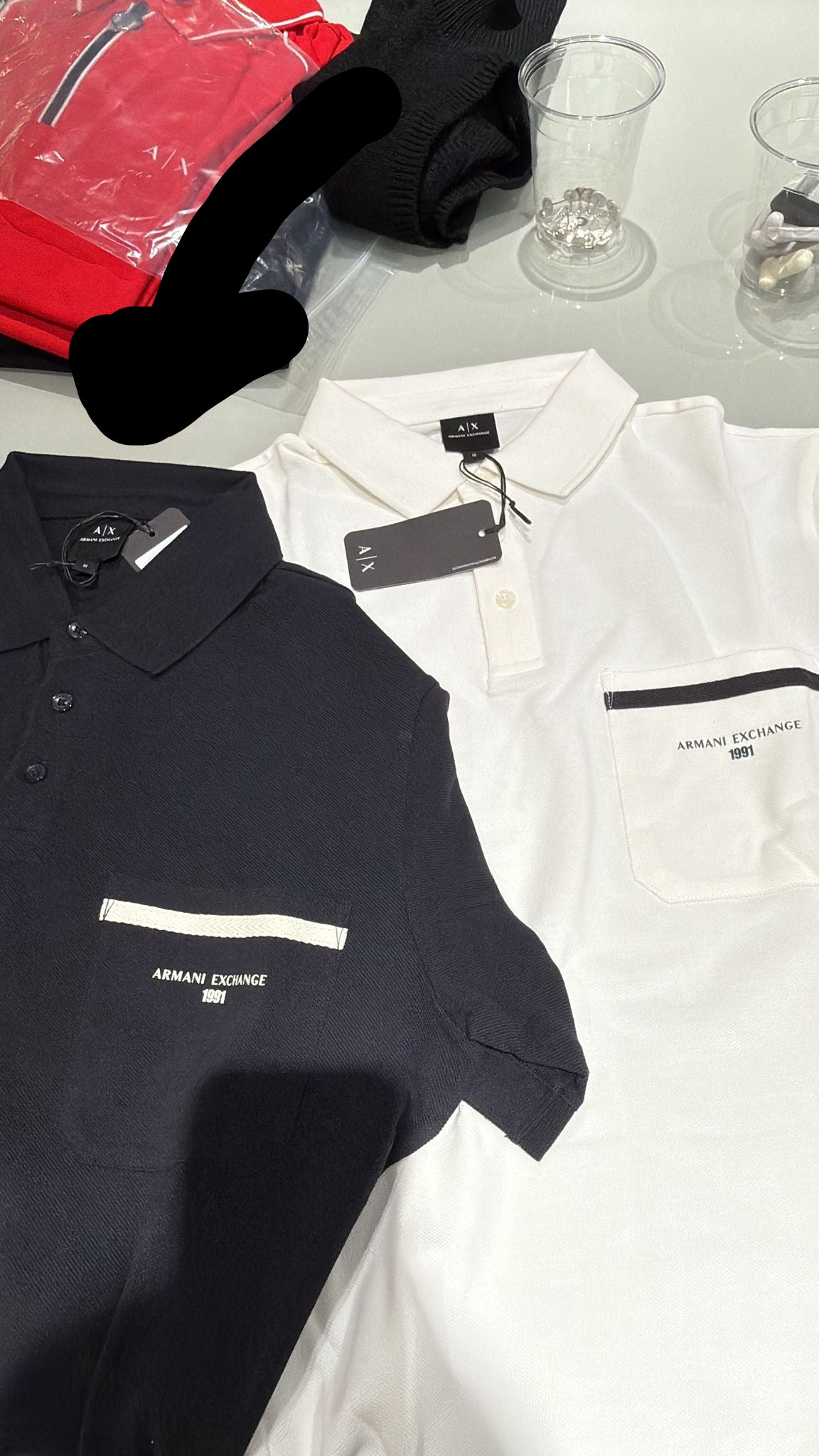 Armani Exchange Men's Regular pique polo shirt with pocket-Navy Blue