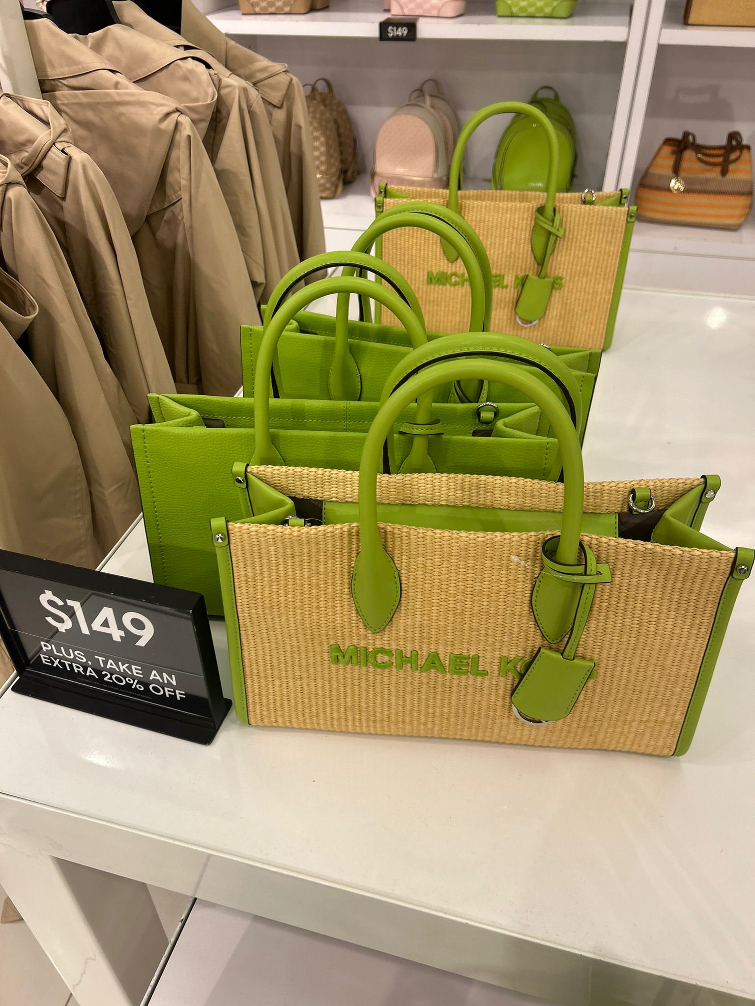 Michael Kors Women's Mirella Medium Woven Satchel-Lime