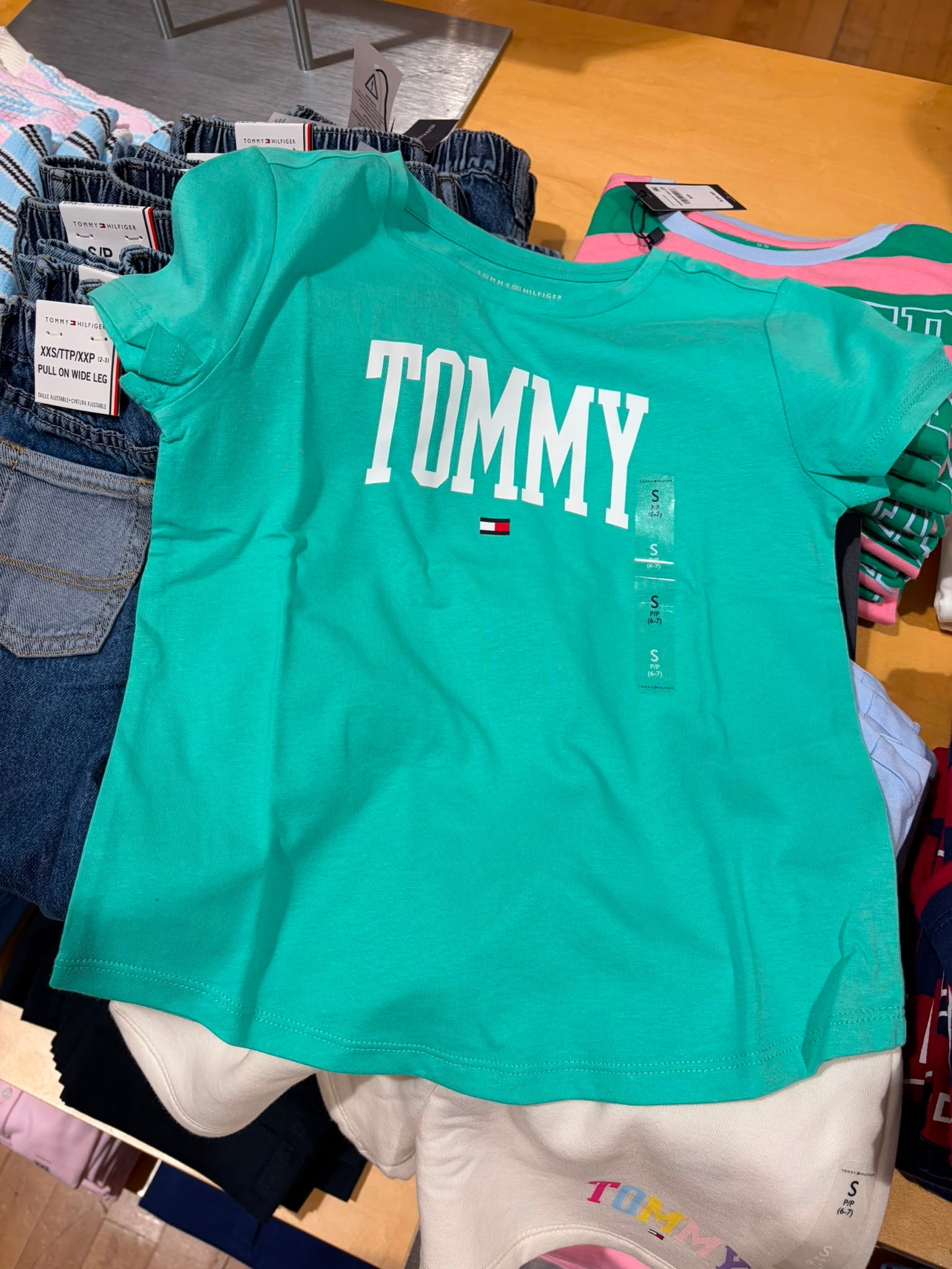 Girls' Tommy Logo T-Shirt-Light Jade Green
