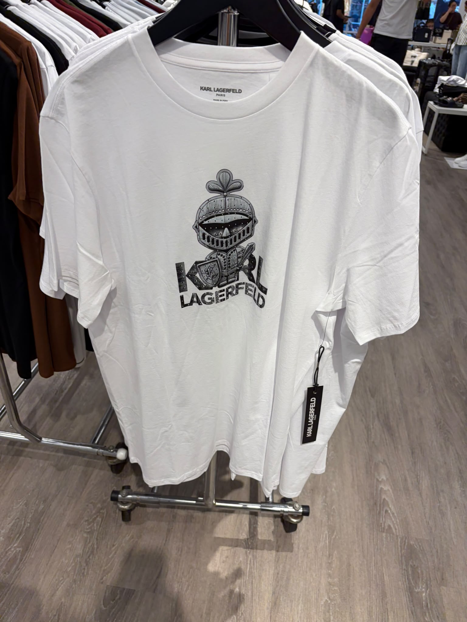 Karl Lagerfeld Men's Crew Neck Short Sleeve Graphic Print T-Shirt-White