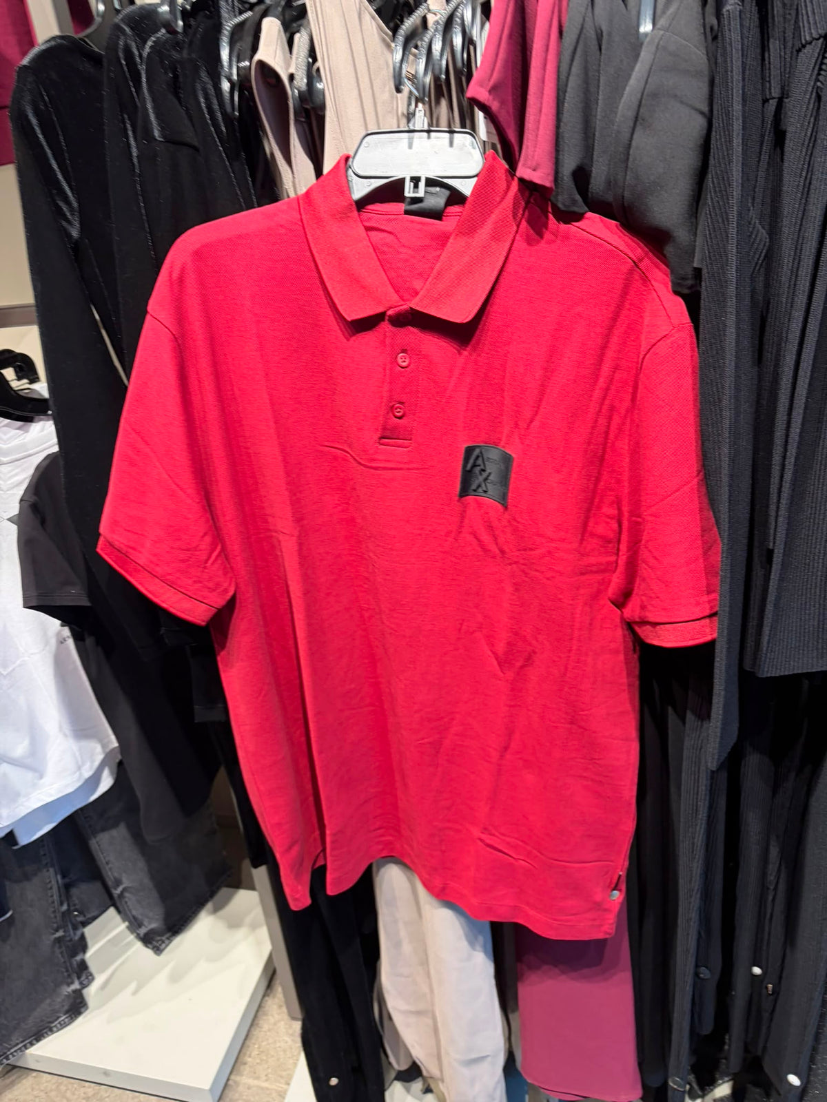 Armani Exchange Men Red Cotton Blend Polo T-Shirt- Red