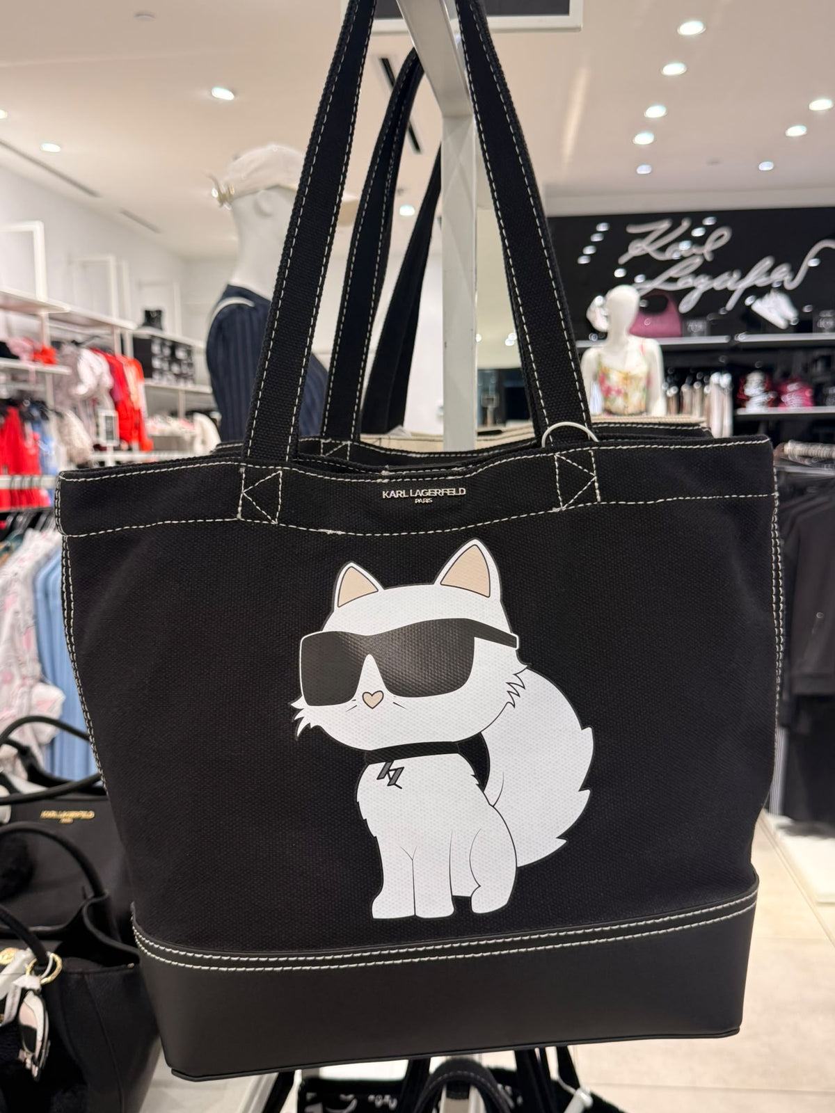 KARL LAGERFELD CANNES CANVAS EMOJI TOTE-Black