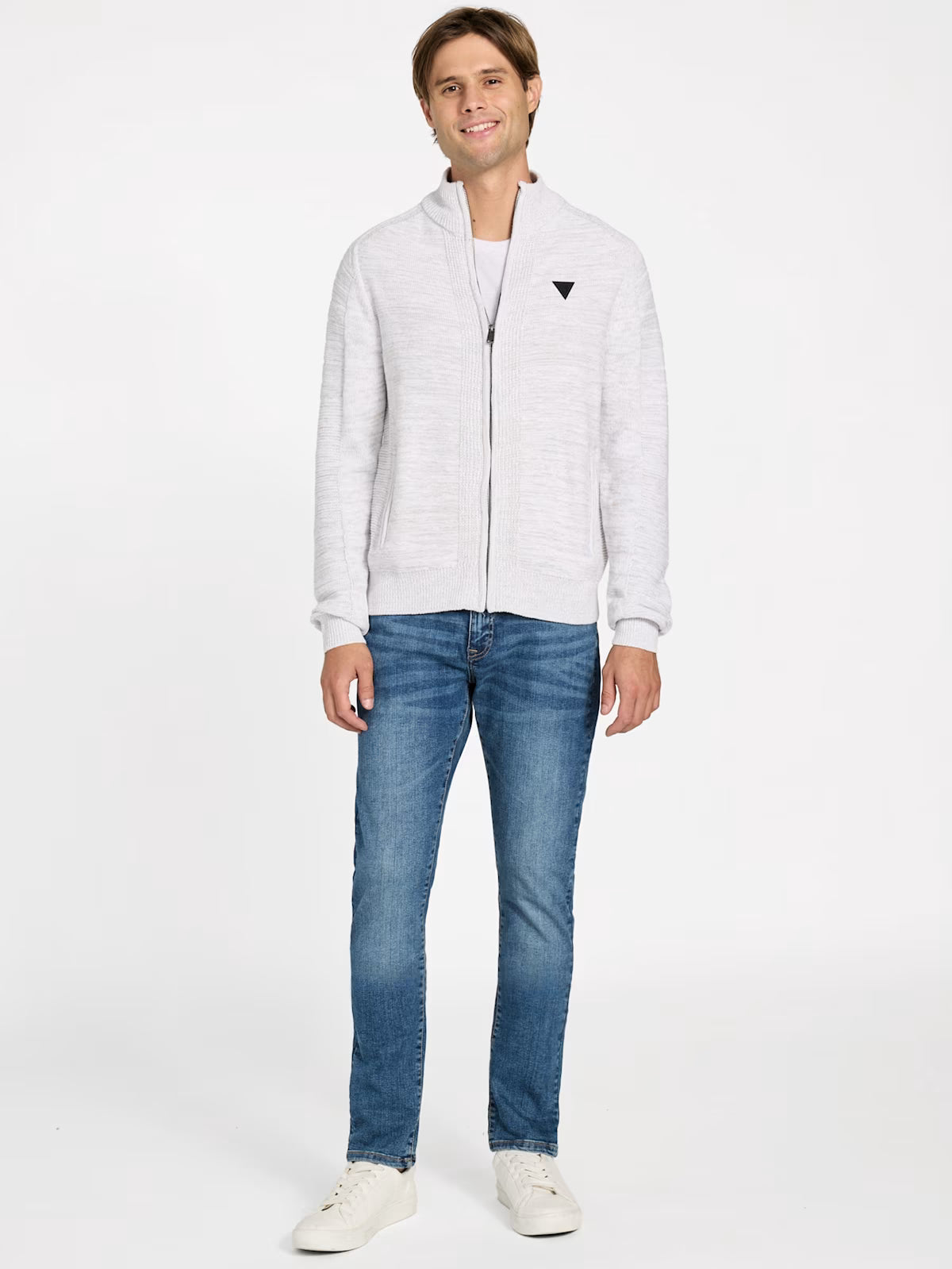 Guess MENS' Chaplain Marled Sweater BlackWhite