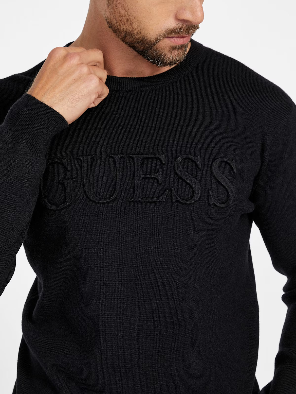 Guess MENS' Astero Logo Sweater Black