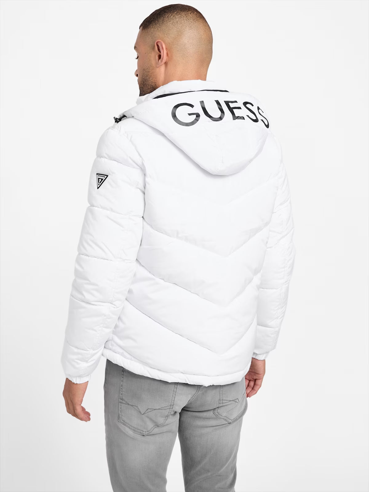 GUESS Mens' Eco Chano Puffer Jacket White