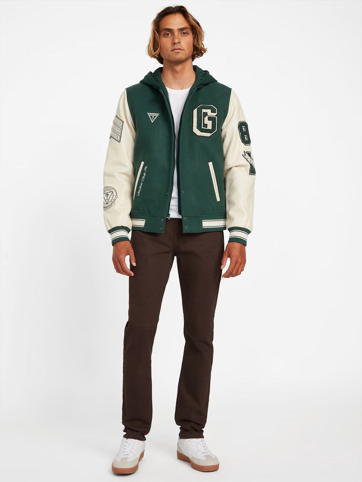 GUESS Mens' Lark Varsity Jacket Green