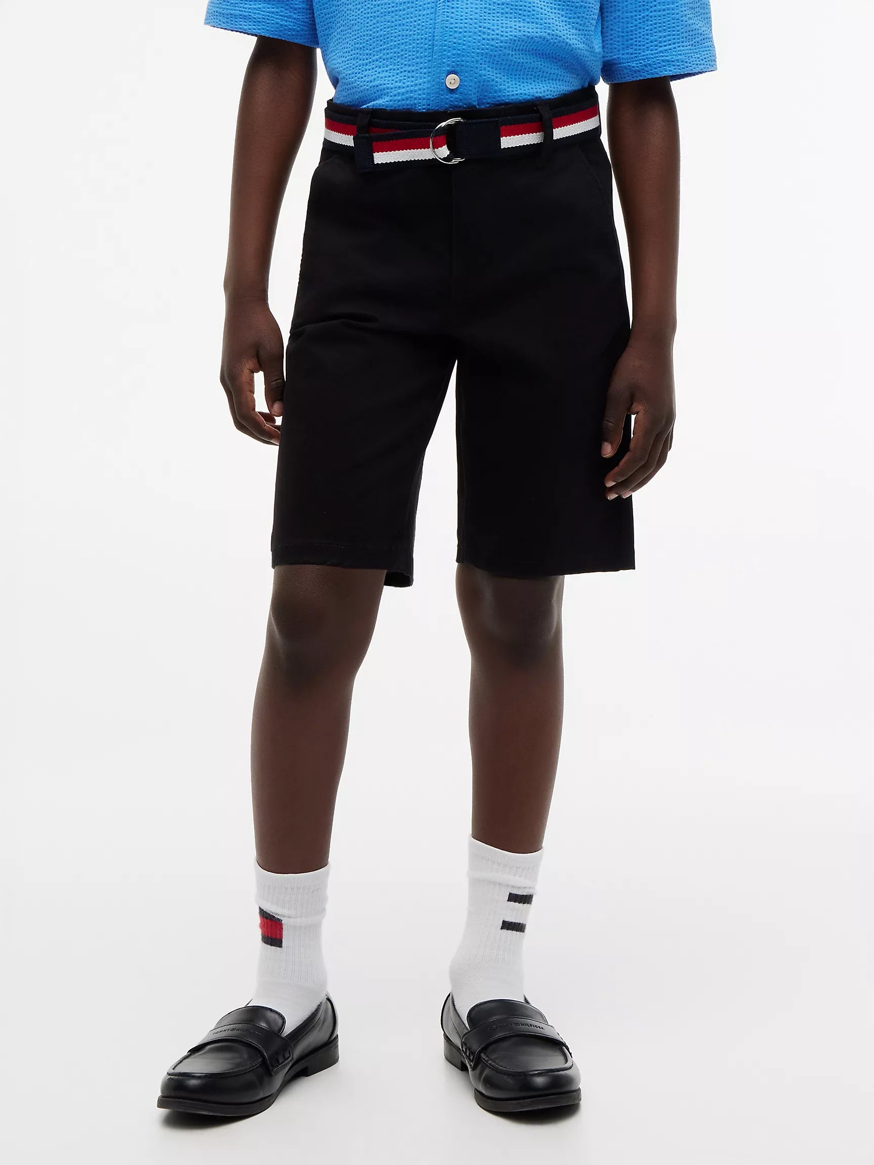 Kids' Belted Chino Short-Black