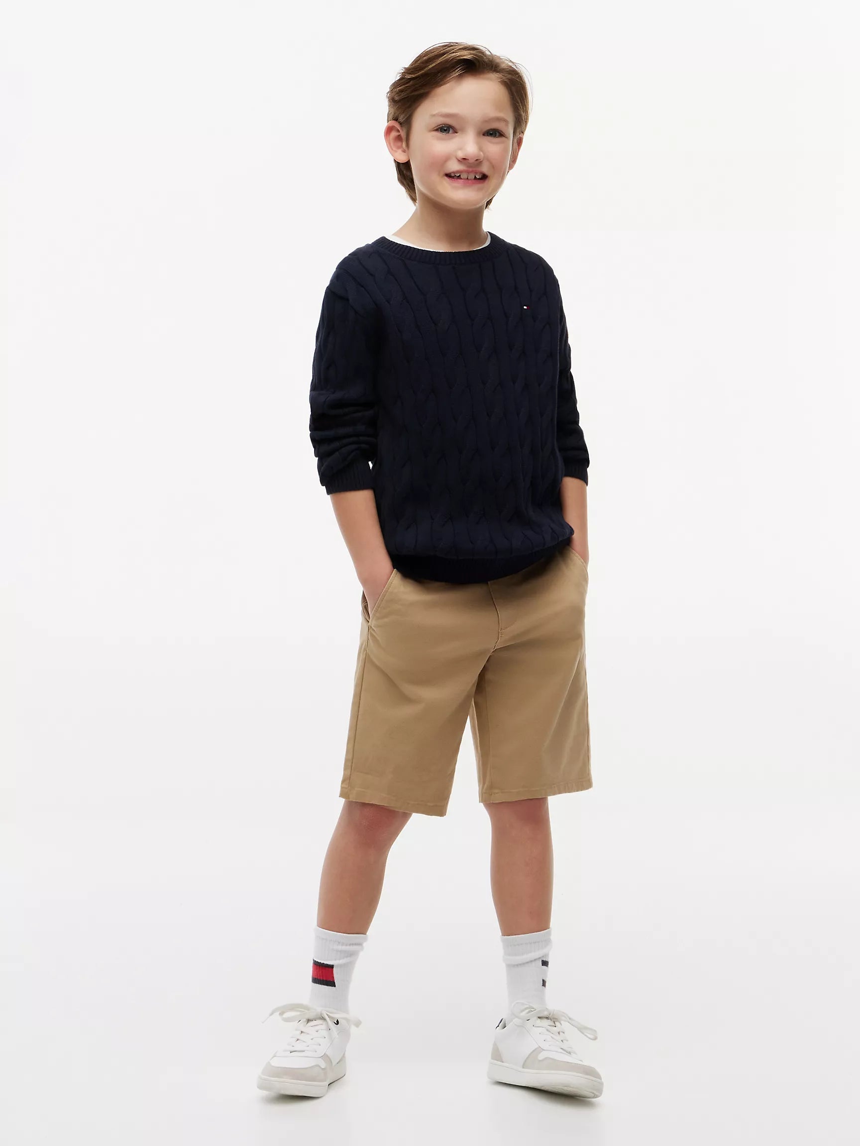 Kids' Belted Chino Short-Khaki