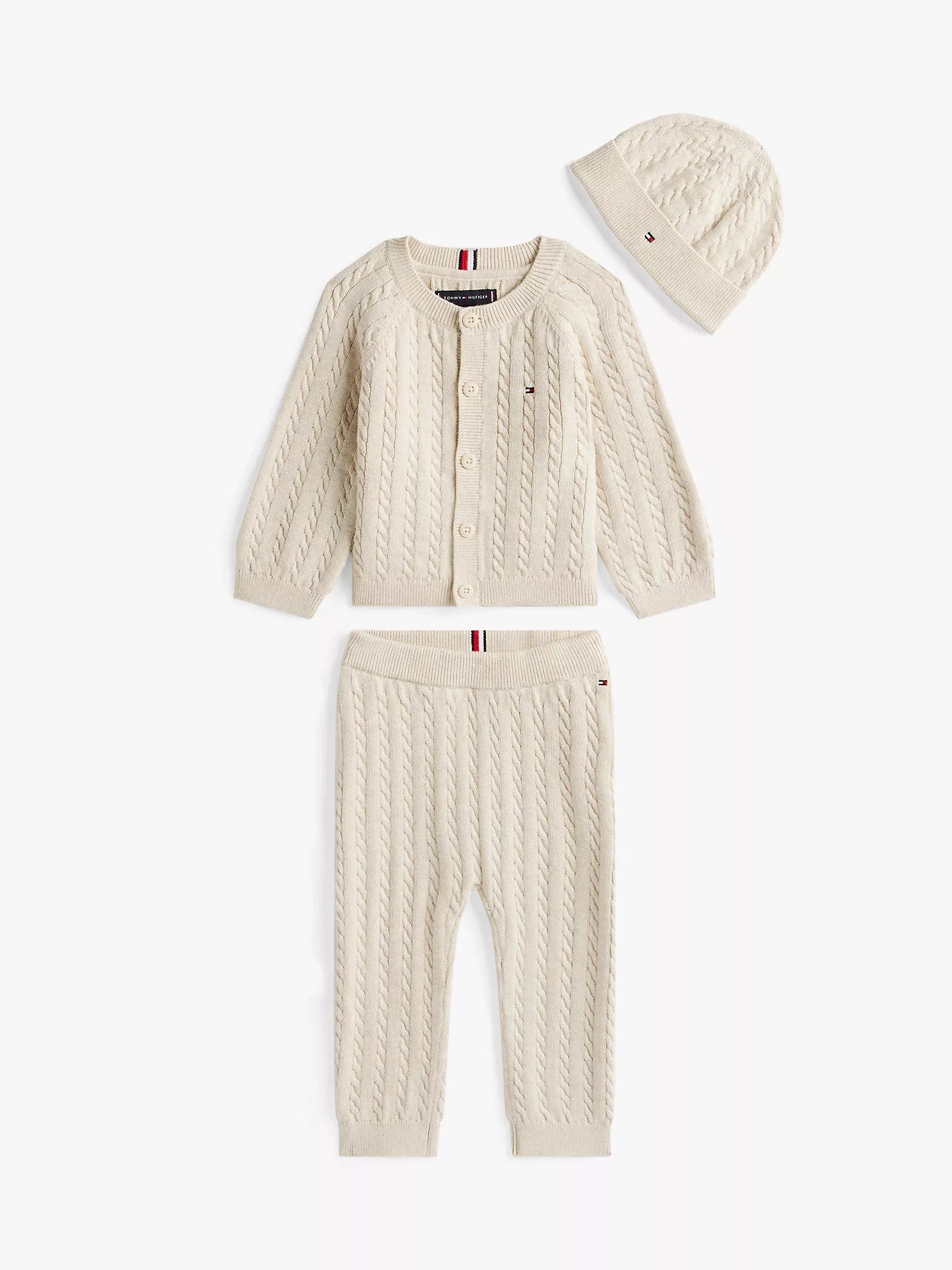 Baby Tommy Cable Knit Sweater and Pant Set Dark Beige