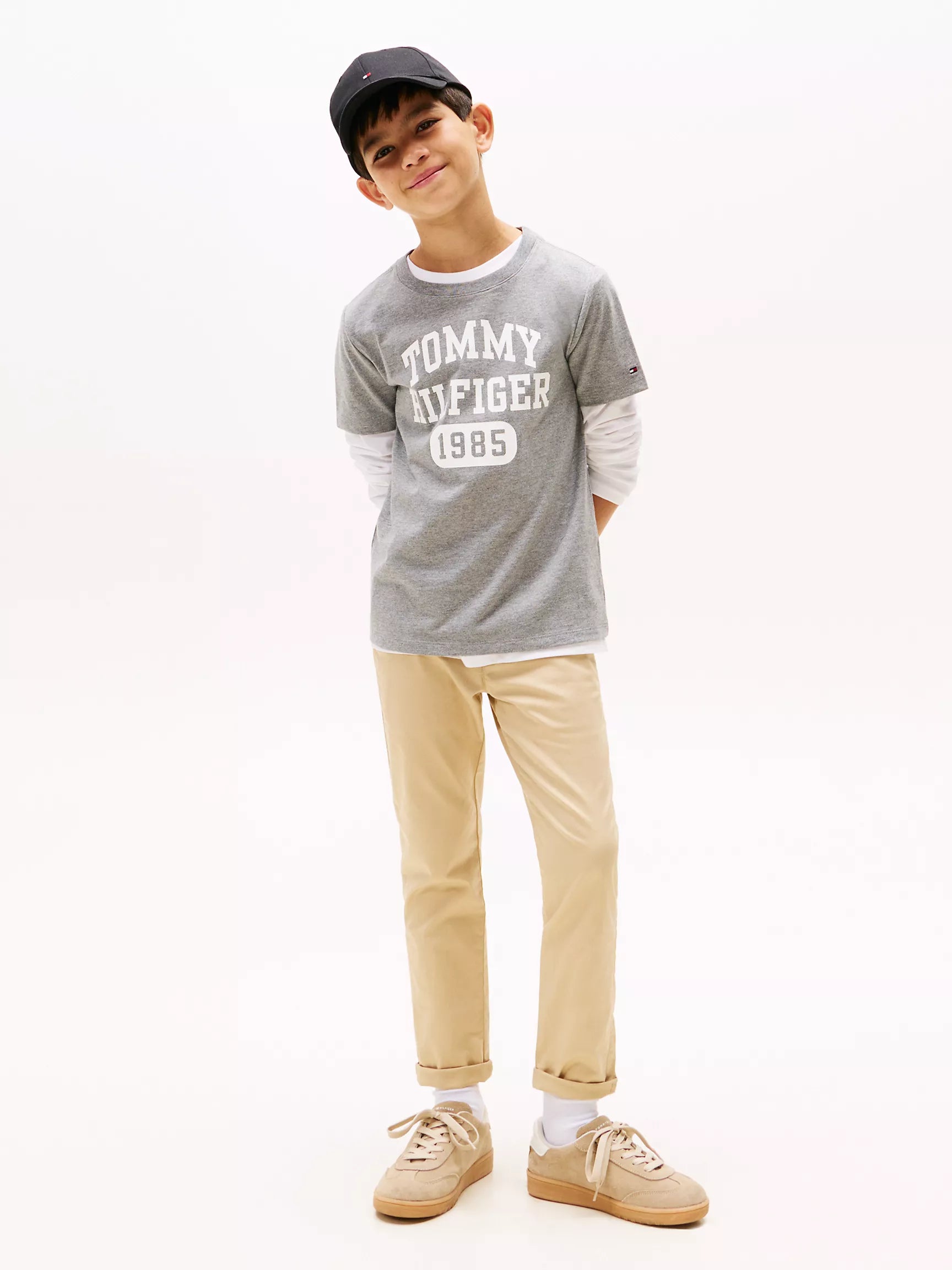 Tommy Hilfiger Kids' Varsity Logo T-Shirt Boys-Gray