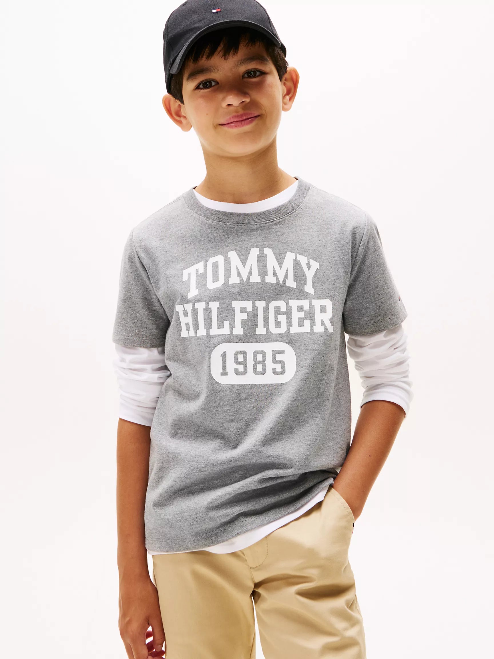 Tommy Hilfiger Kids' Varsity Logo T-Shirt Boys-Gray