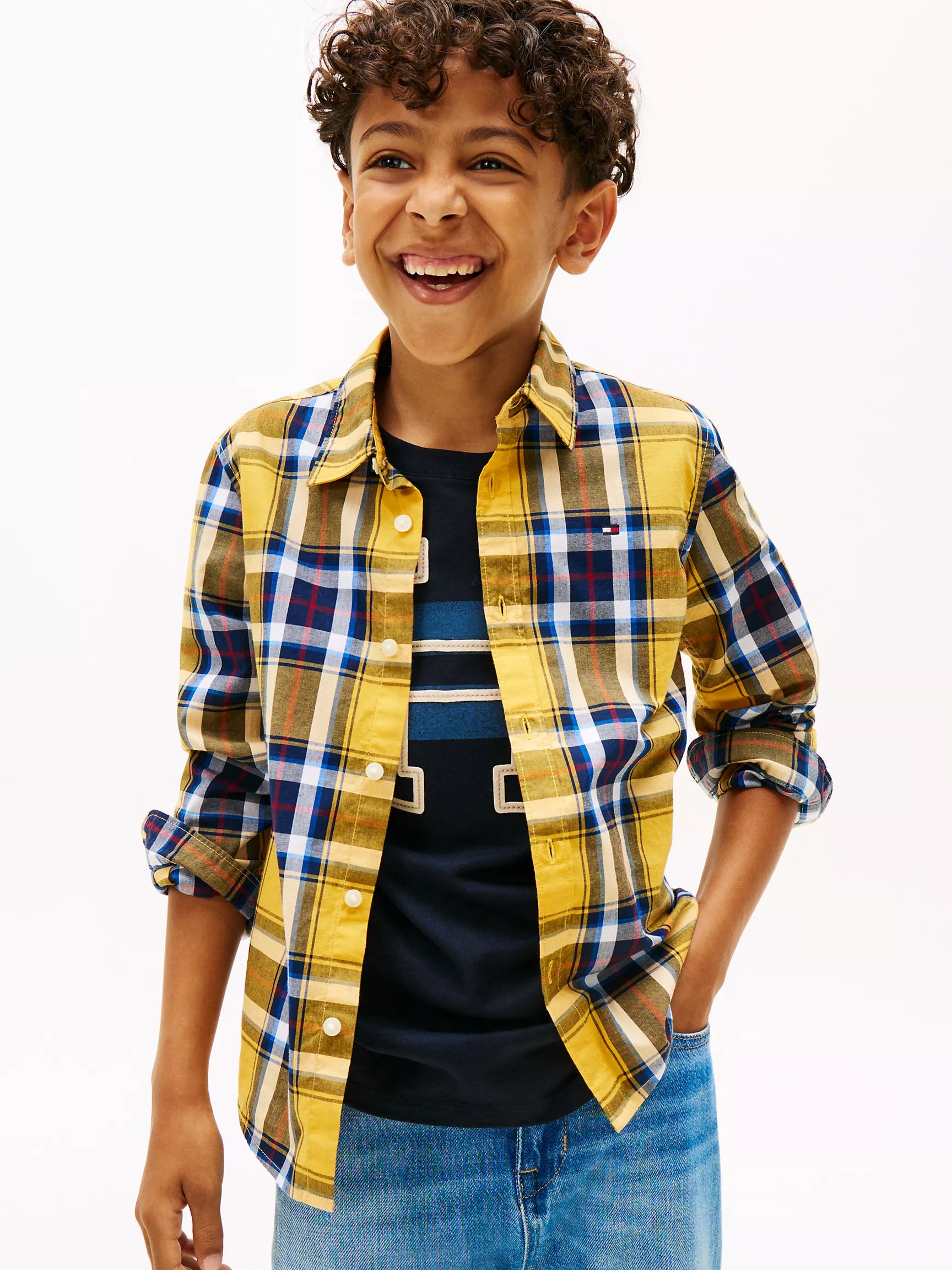 Tommy Boys' Plaid Stretch Shirt