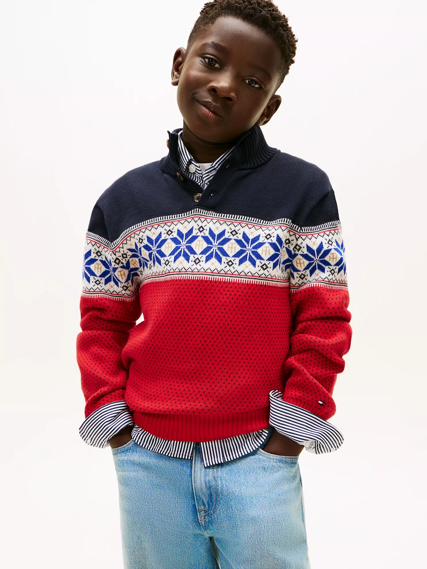 BOY Tommy Fair Isle Mockneck Sweater Primary Red