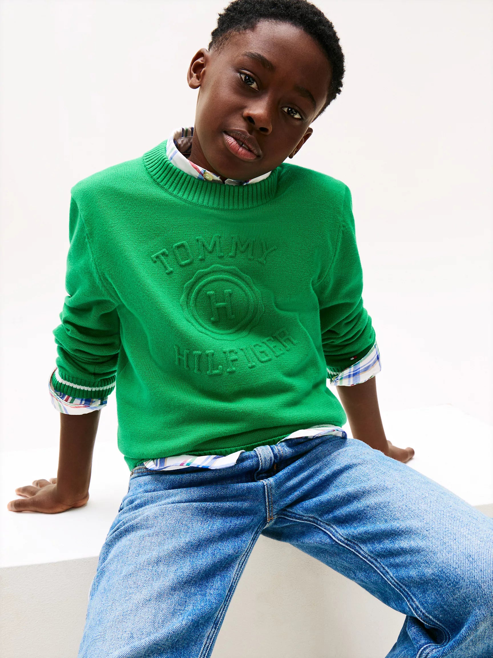 BOY Tommy Embossed Logo Sweater Olympic Green