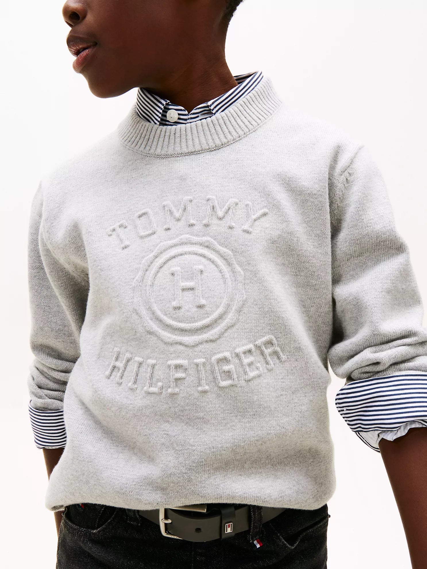 BOY Tommy Embossed Logo Sweater Grey