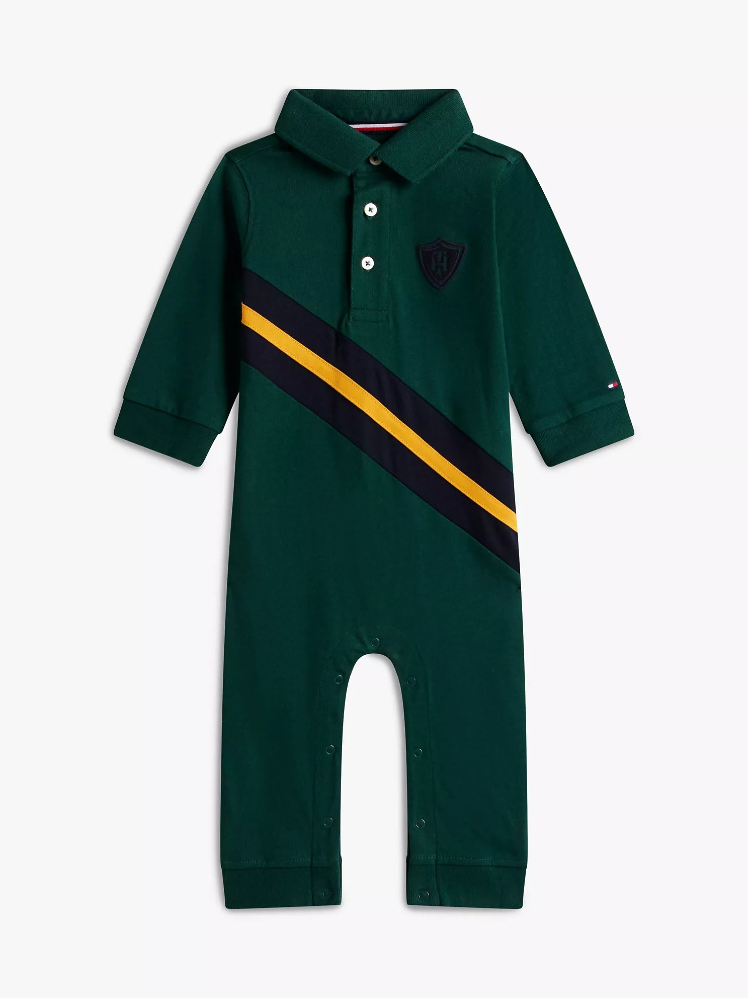 Baby Boys' Tommy Long-Sleeve Banner Polo Coverall Ornamental Green