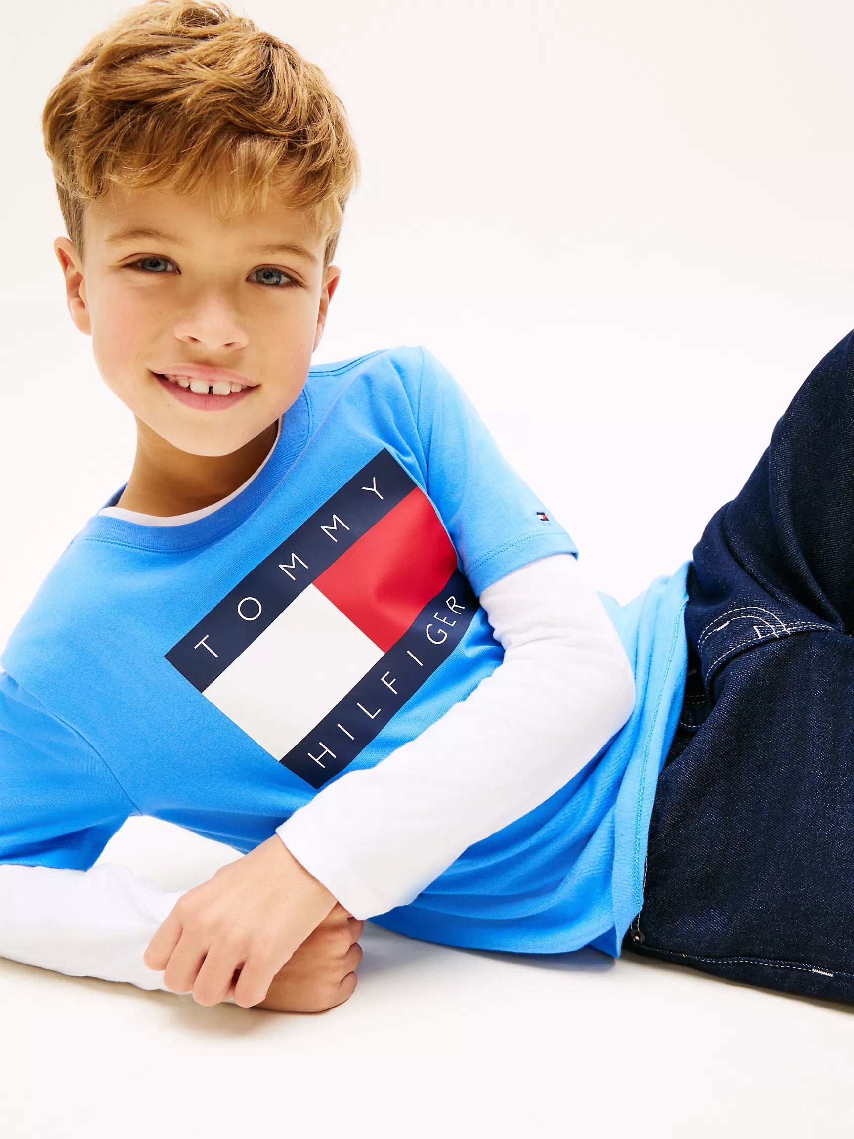 Kids' Tommy Flag Logo T-Shirt-Blue Spell