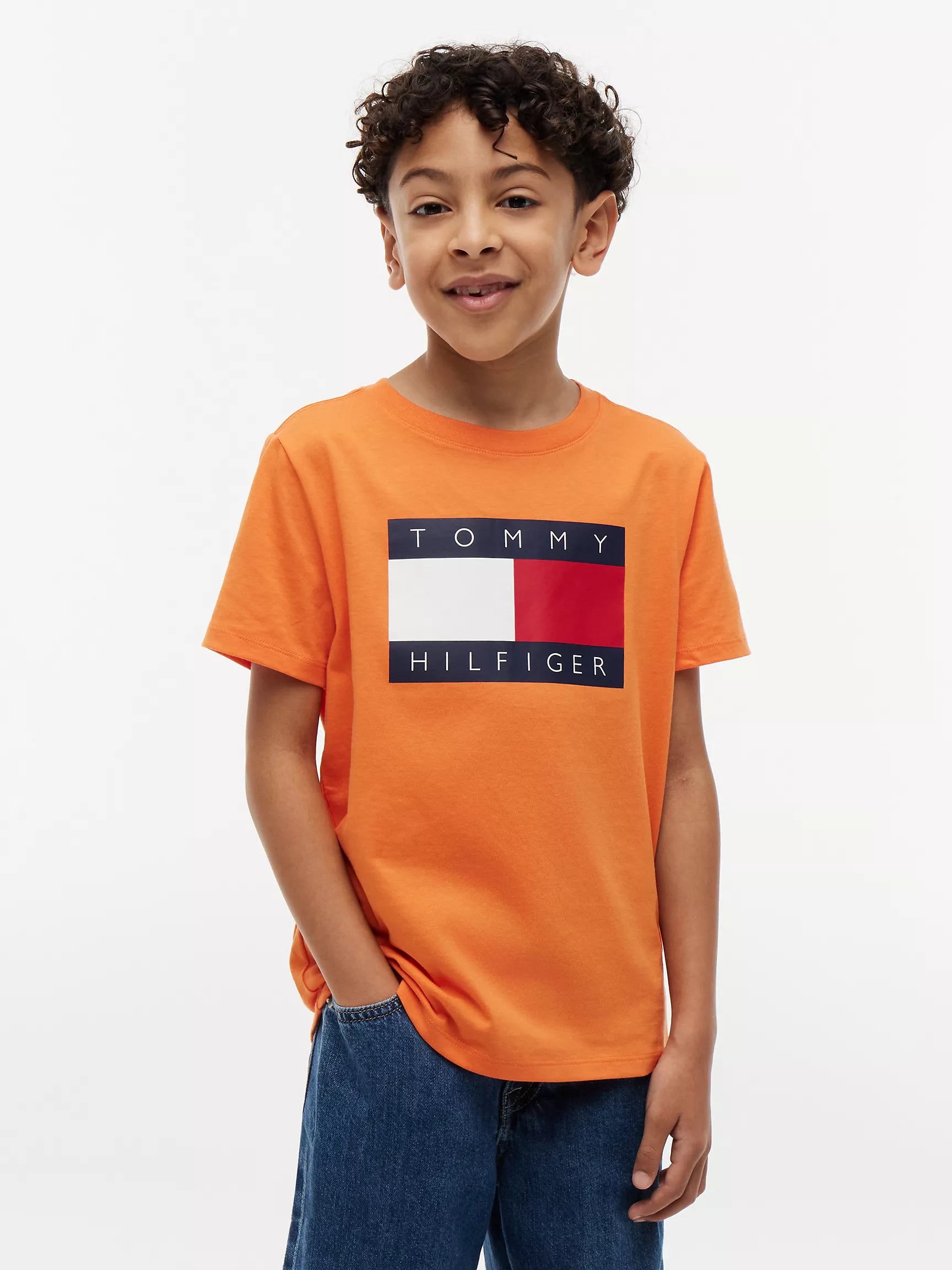 Kids' Tommy Flag Logo T-Shirt-Orange