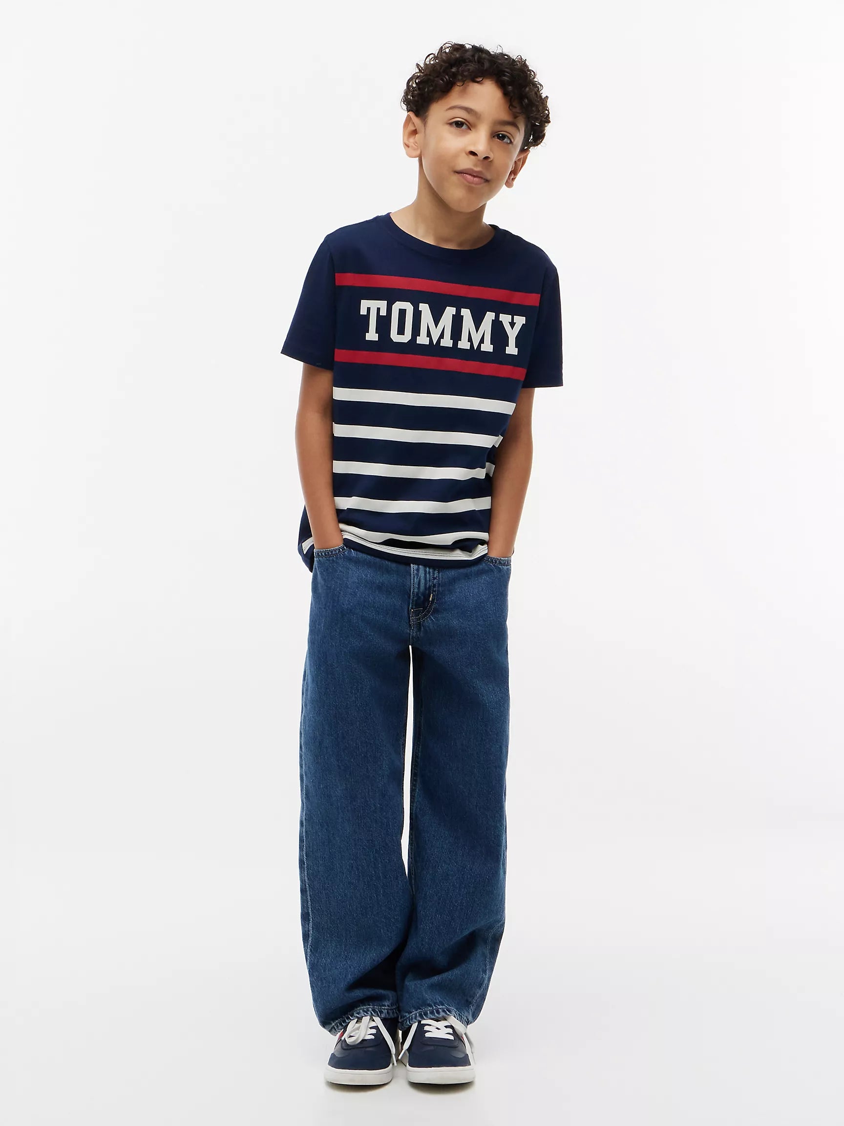 kids' Tommy Stripe T-Shirt-Carbon Navy