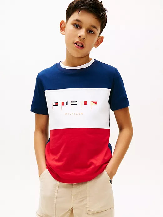 Kids' Multiflag Logo Colorblock T-Shirt-Carbon Navy