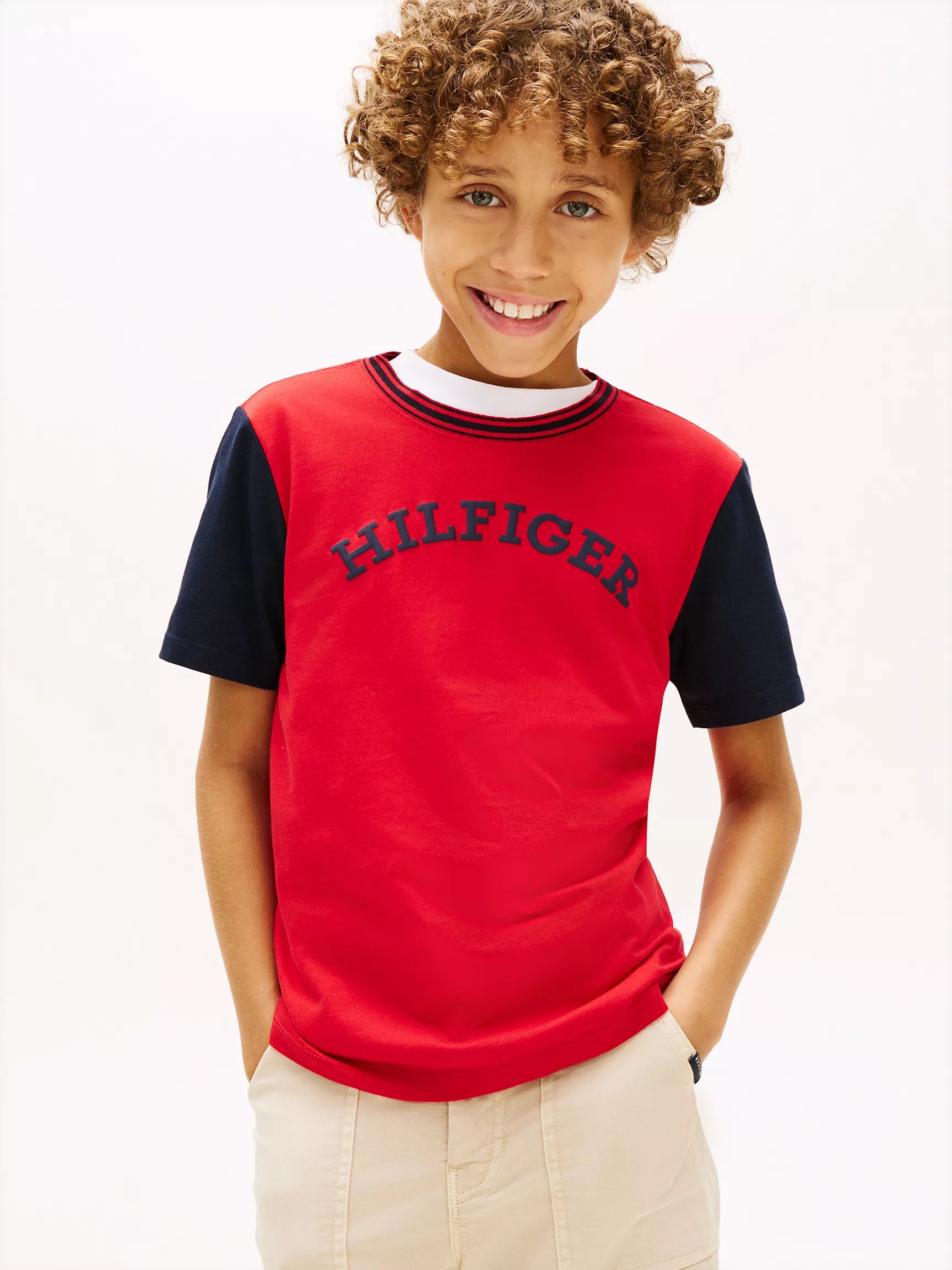 Kids' Monotype Logo Colorblock T-Shirt- Primary Red