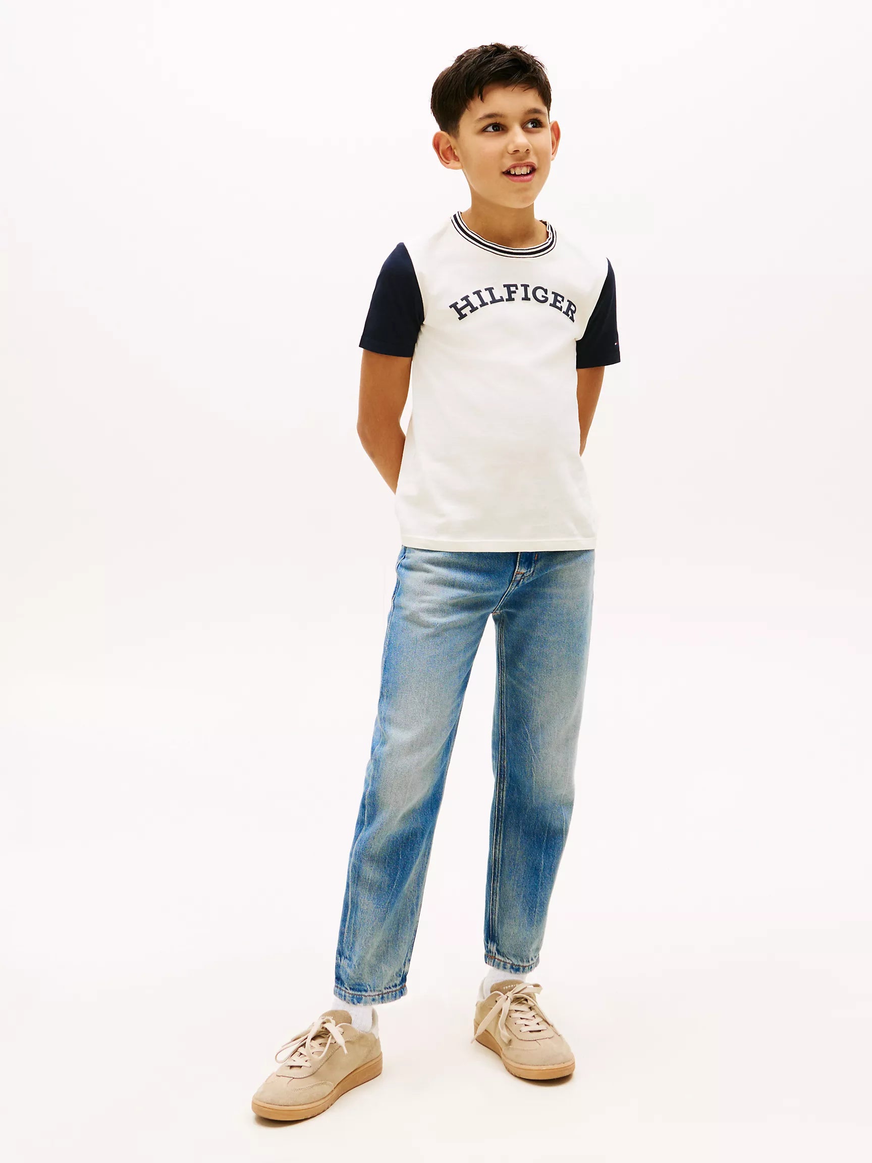 Kids' Monotype Logo Colorblock T-Shirt- Rich Cream