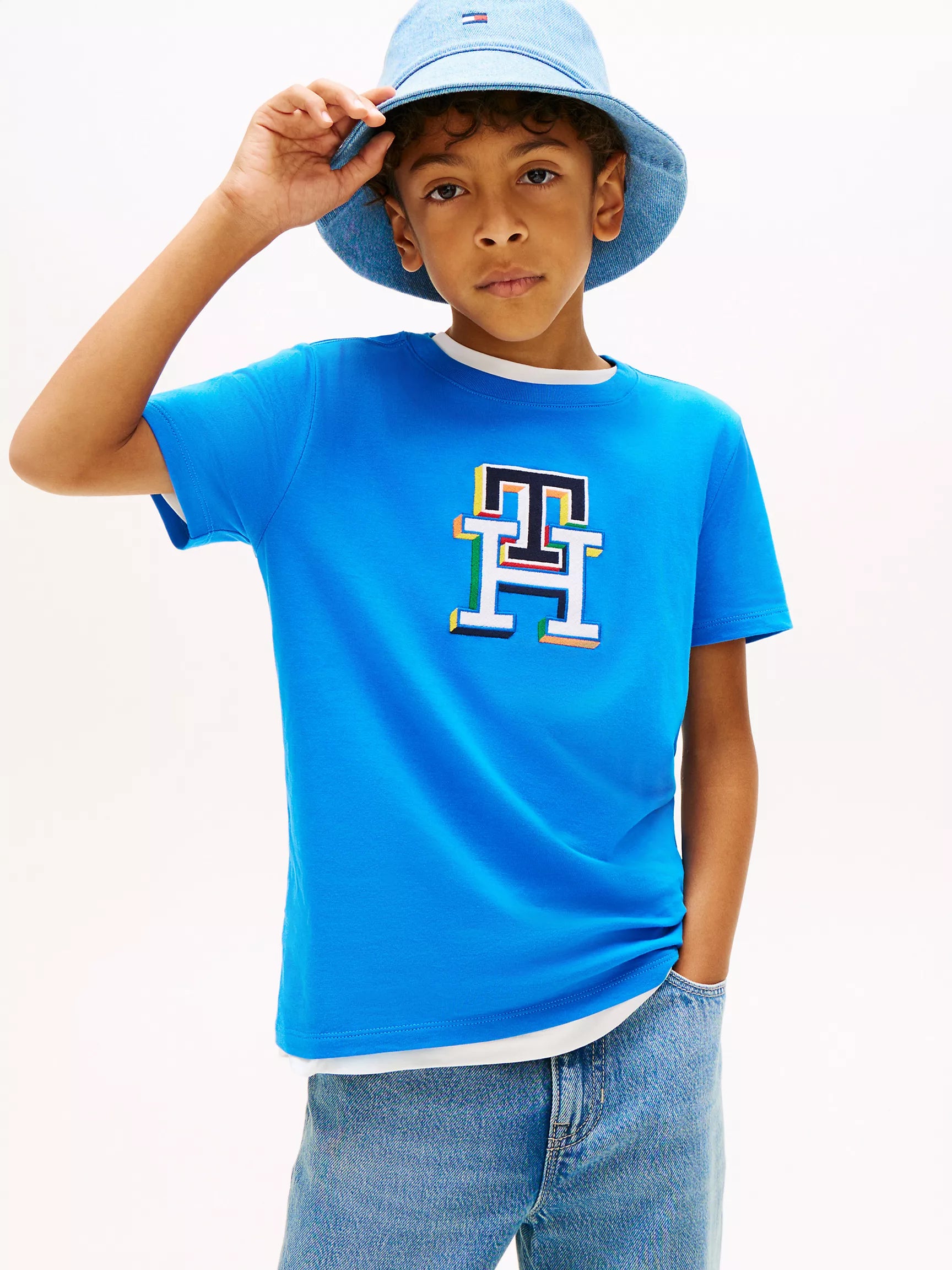 Kids' Multicolor Monogram T-Shirt-Dynamic Blue