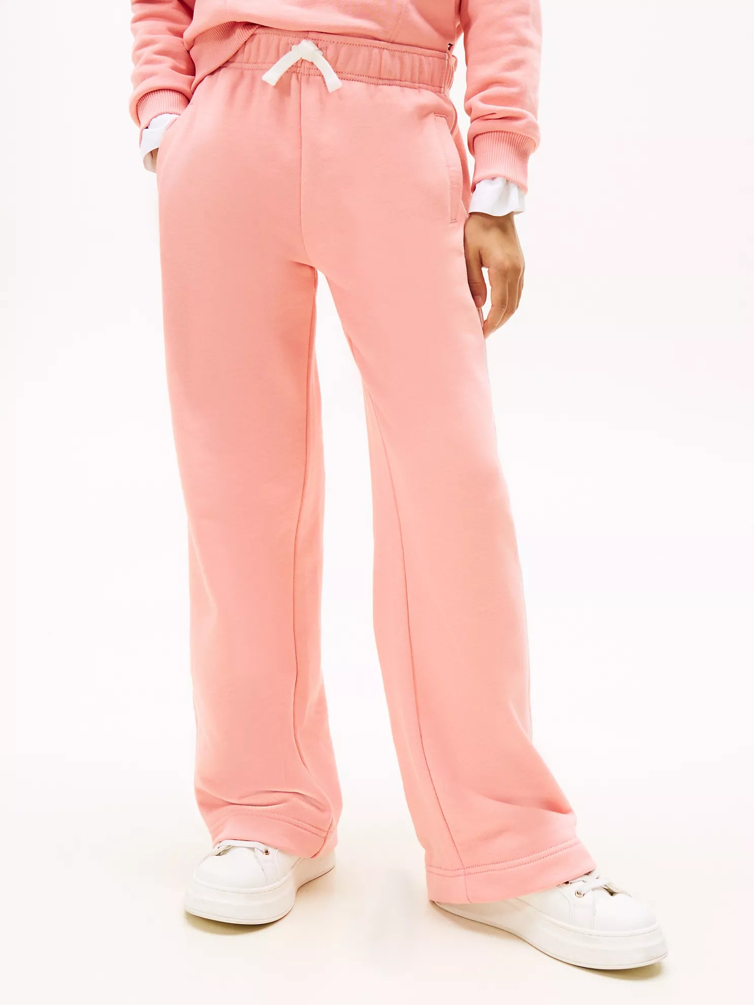 TOMMY Girls Piped Trim Wide Leg Sweatpants Darling Pink