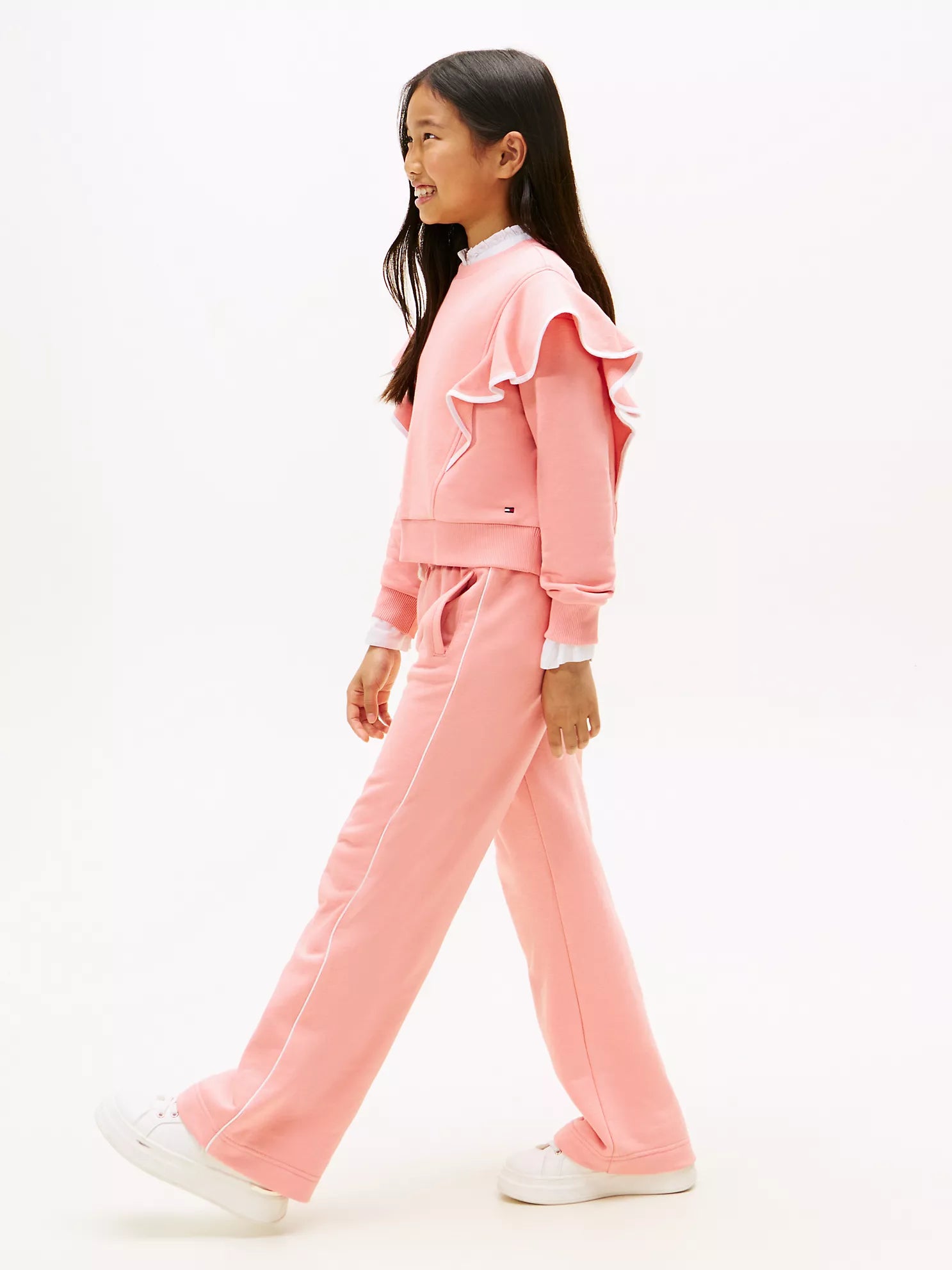 TOMMY Girls Piped Trim Wide Leg Sweatpants Darling Pink