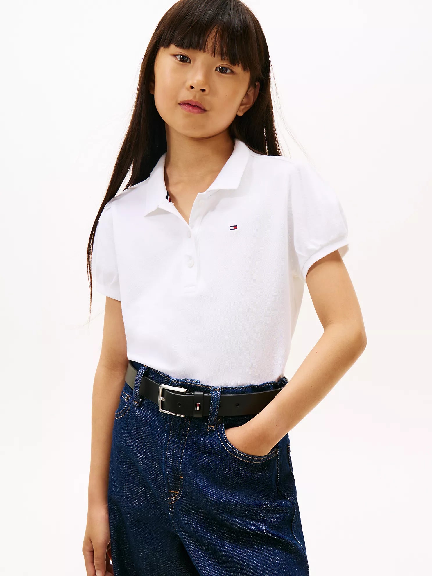 Tommy Girls' Puff-Sleeve Stretch Polo