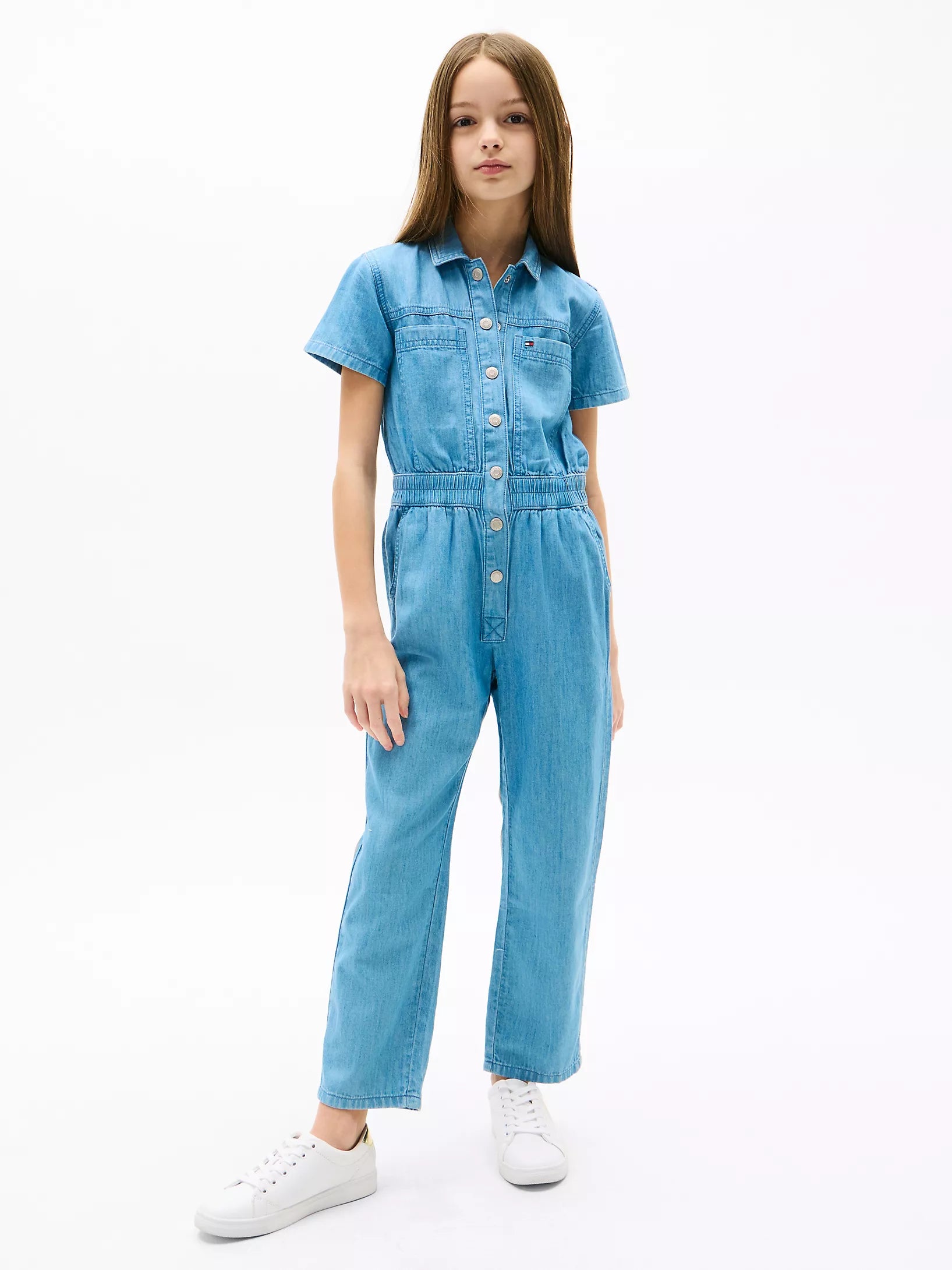 Tommy Girls' Chambray Jumpsuit