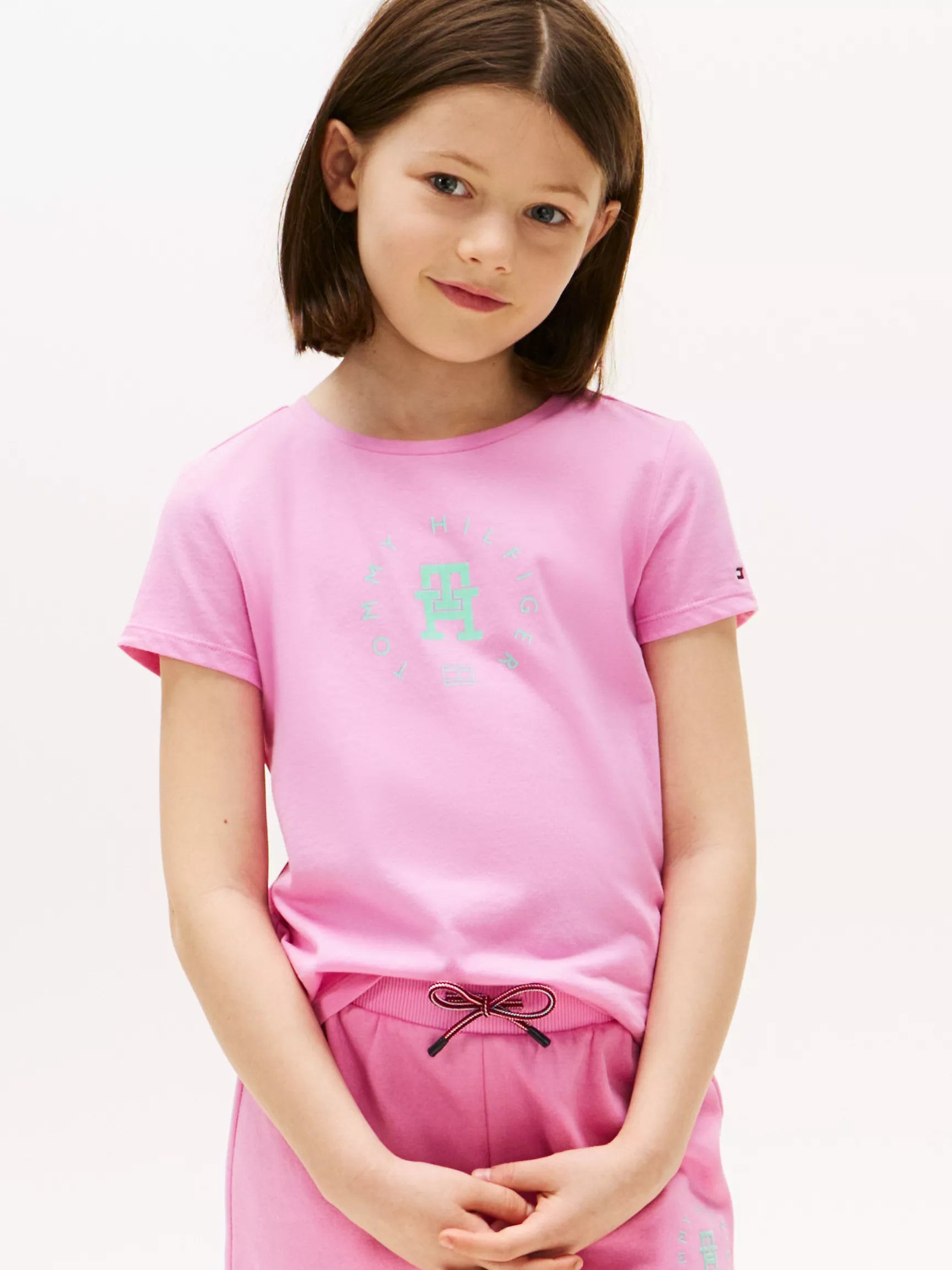Girls' Tommy Circle Logo T-Shirt/ Fuchsia Pink
