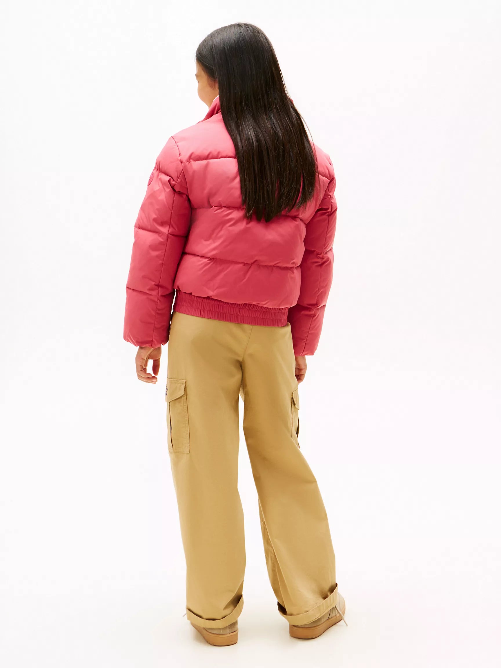 TOMMY Girls Teddy Collar Quilted Puffer Jacket Heritage Pink