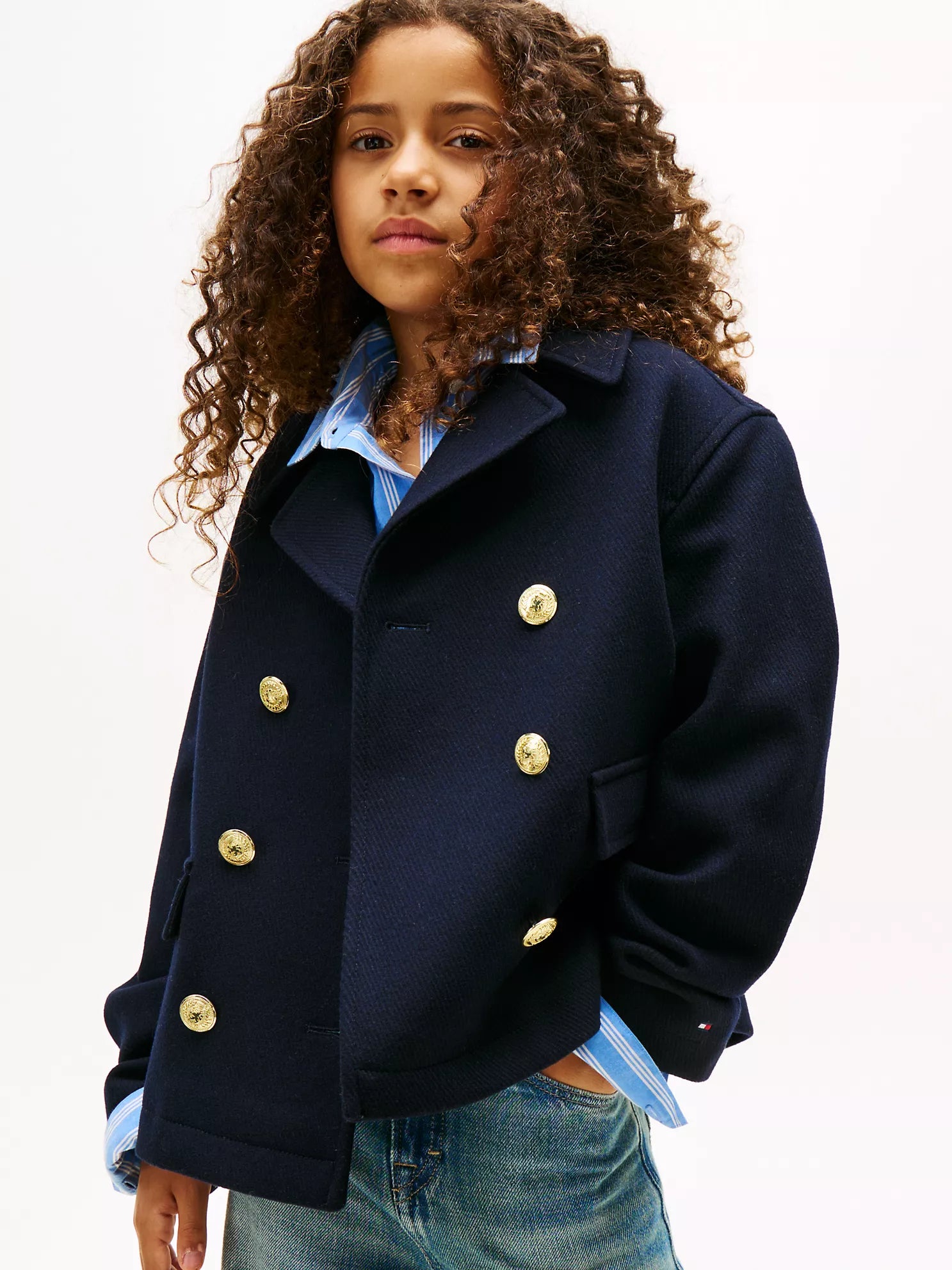 TOMMY Girls Double-Breasted Peacoat